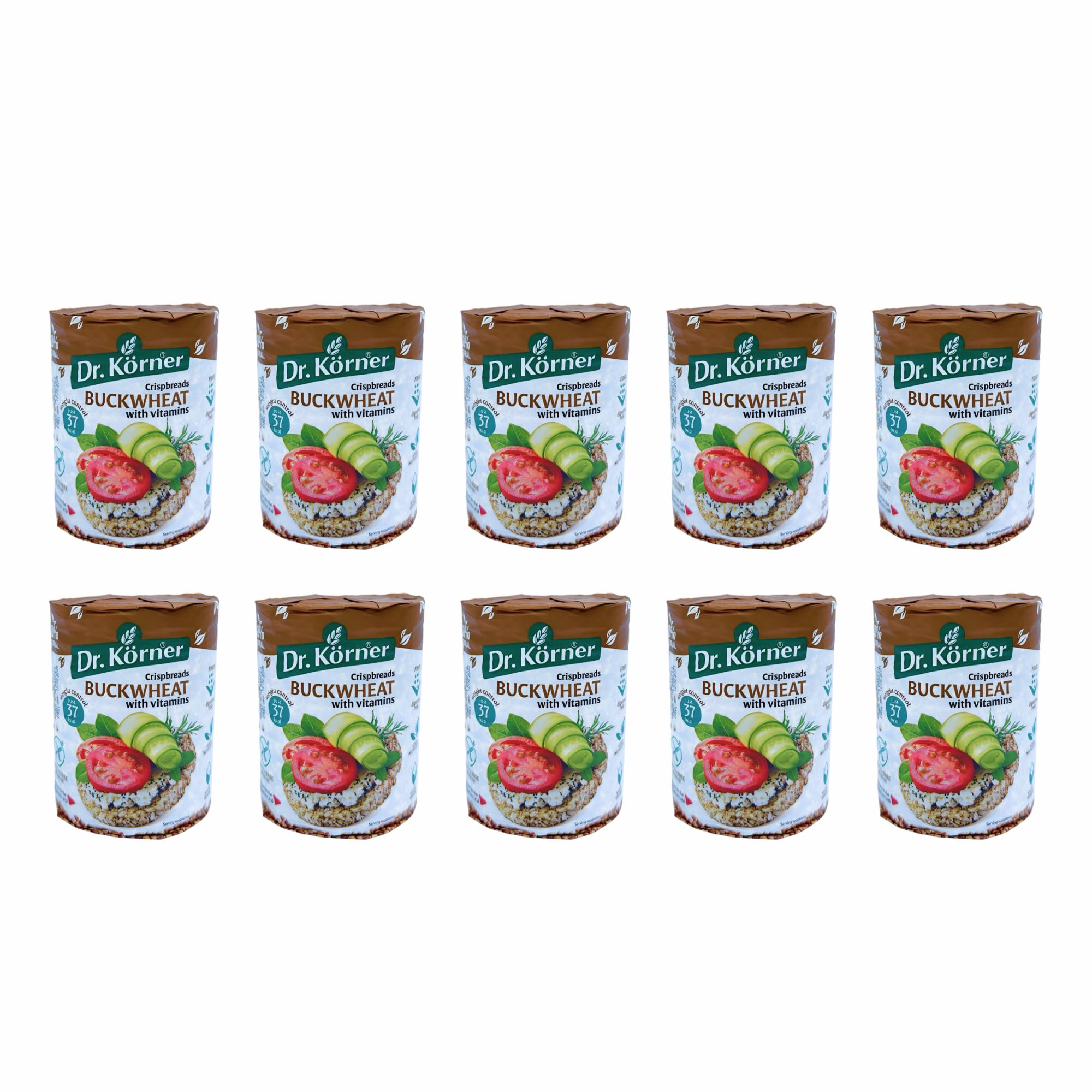 Dr. Korner Gluten Free Buckwheat Crispbreads - Sugar Free, Salt Free, Vegan Puffed Cakes, 3.53 oz (Pack of 10) | Healthy Snack for Weight Loss, Keto Diet & On-the-Go Breakfast | UNIPROMAX