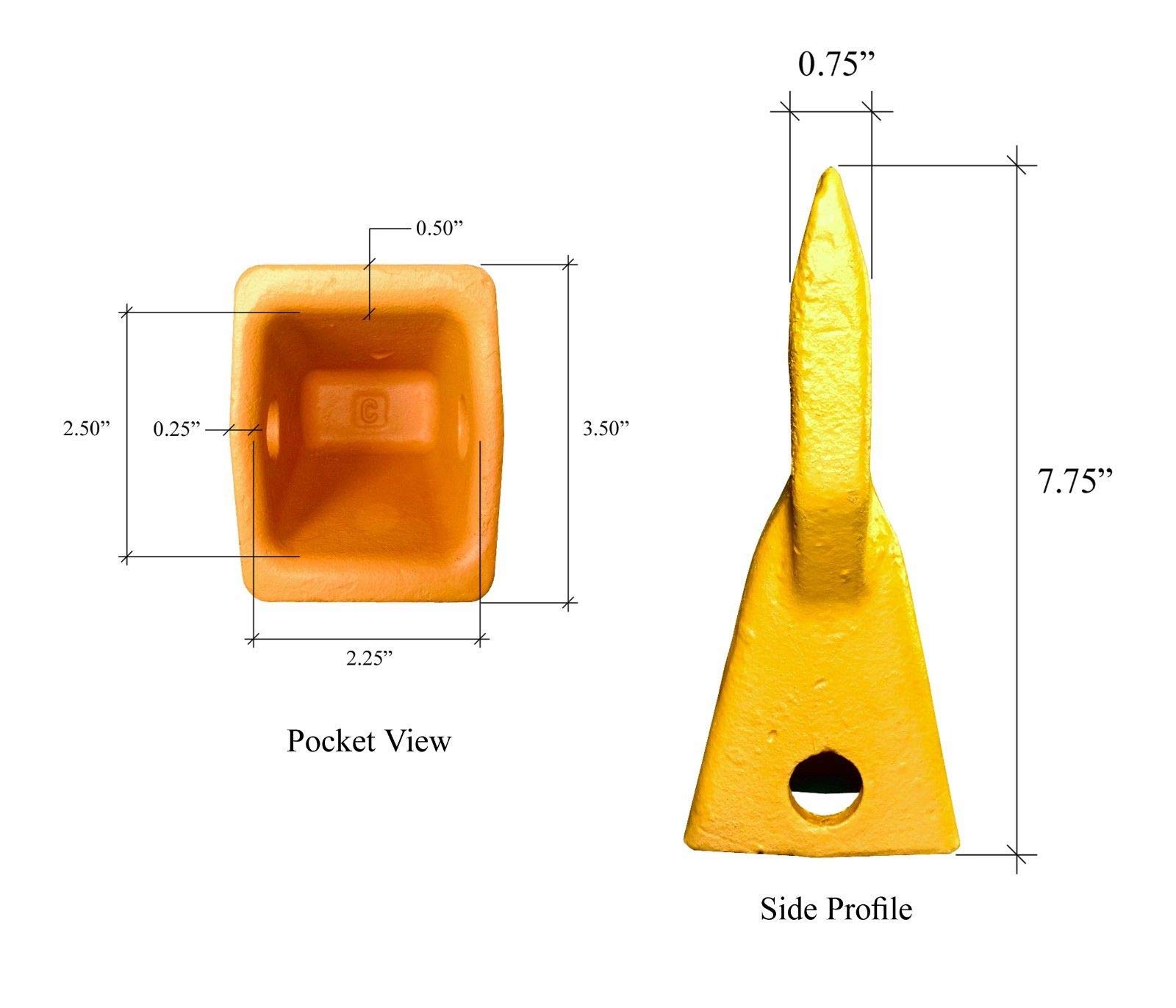 5-Pack CAT J250 Style Bucket Flare Teeth with Pins & Retainers - Compatible with 3G8250 & 2085254 - Heavy Duty Excavator Bucket Teeth for Construction, Mining, and Landscaping