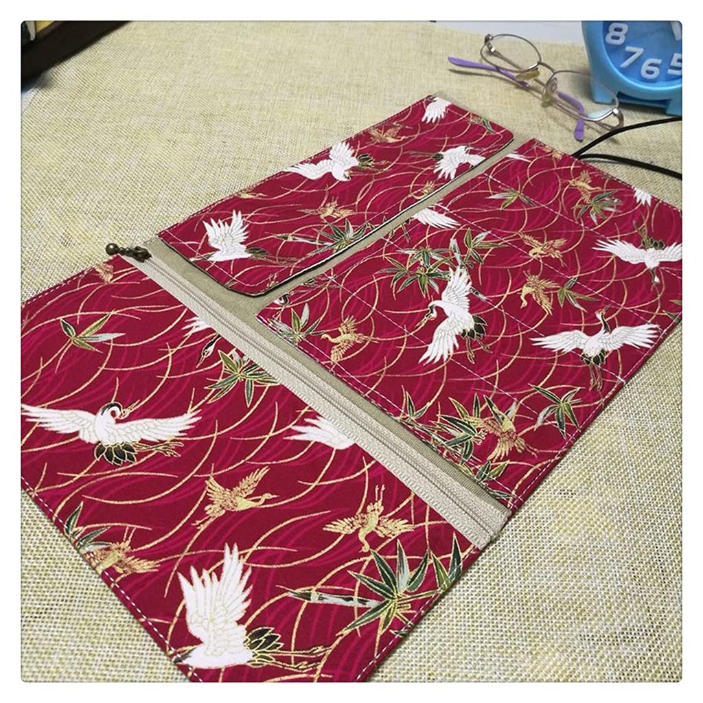 Japanese Style Fabric Pencil Case with Crane Design - Antique Scroll Roller Pen Holder for School, Office & Travel (Color: A, Size: 33x20cm) - Perfect for Students, Artists & Stationery Lovers