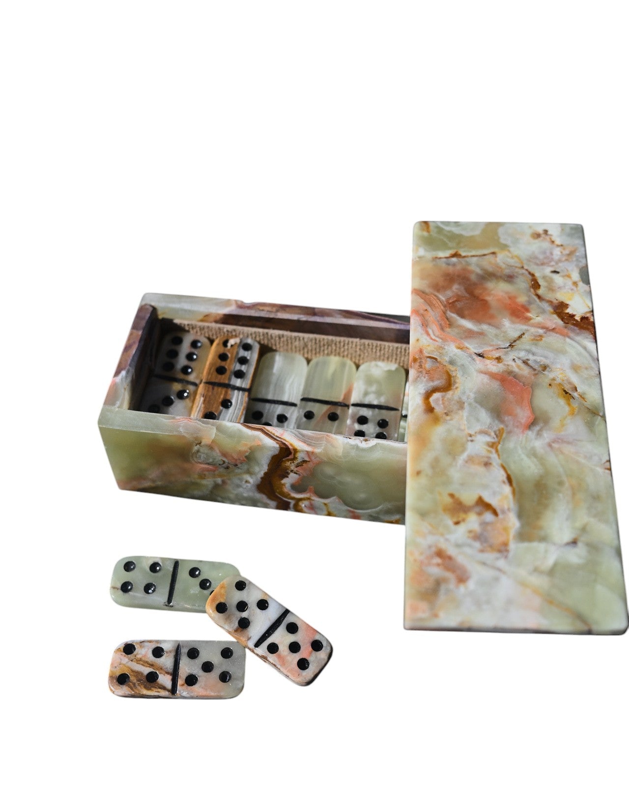 Premium Onyx Domino Set - Classic Black & White Dominoes for Game Nights, Parties, and Family Fun
