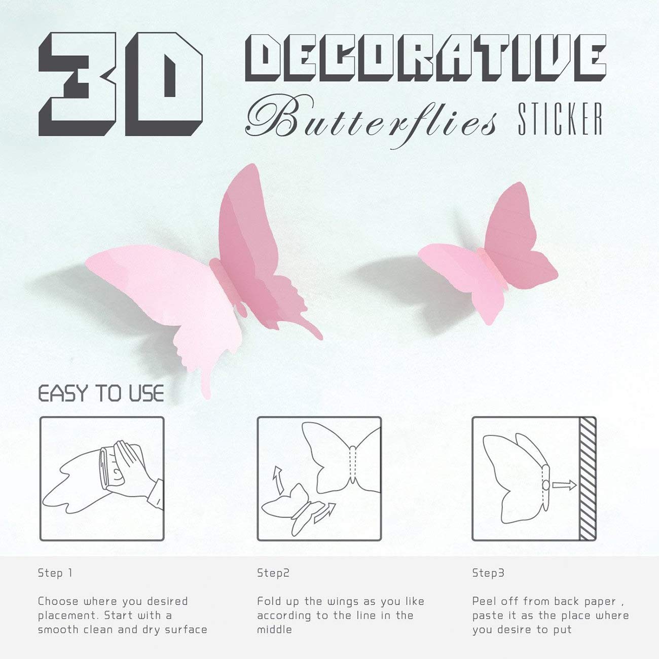 24PCS 3D Butterfly Wall Decals - Removable Refrigerator Magnets & Stickers for Kids Room Decor - Home & Bedroom Art Mural in Yellow - Perfect for Nursery, Playroom and DIY Wall Decoration