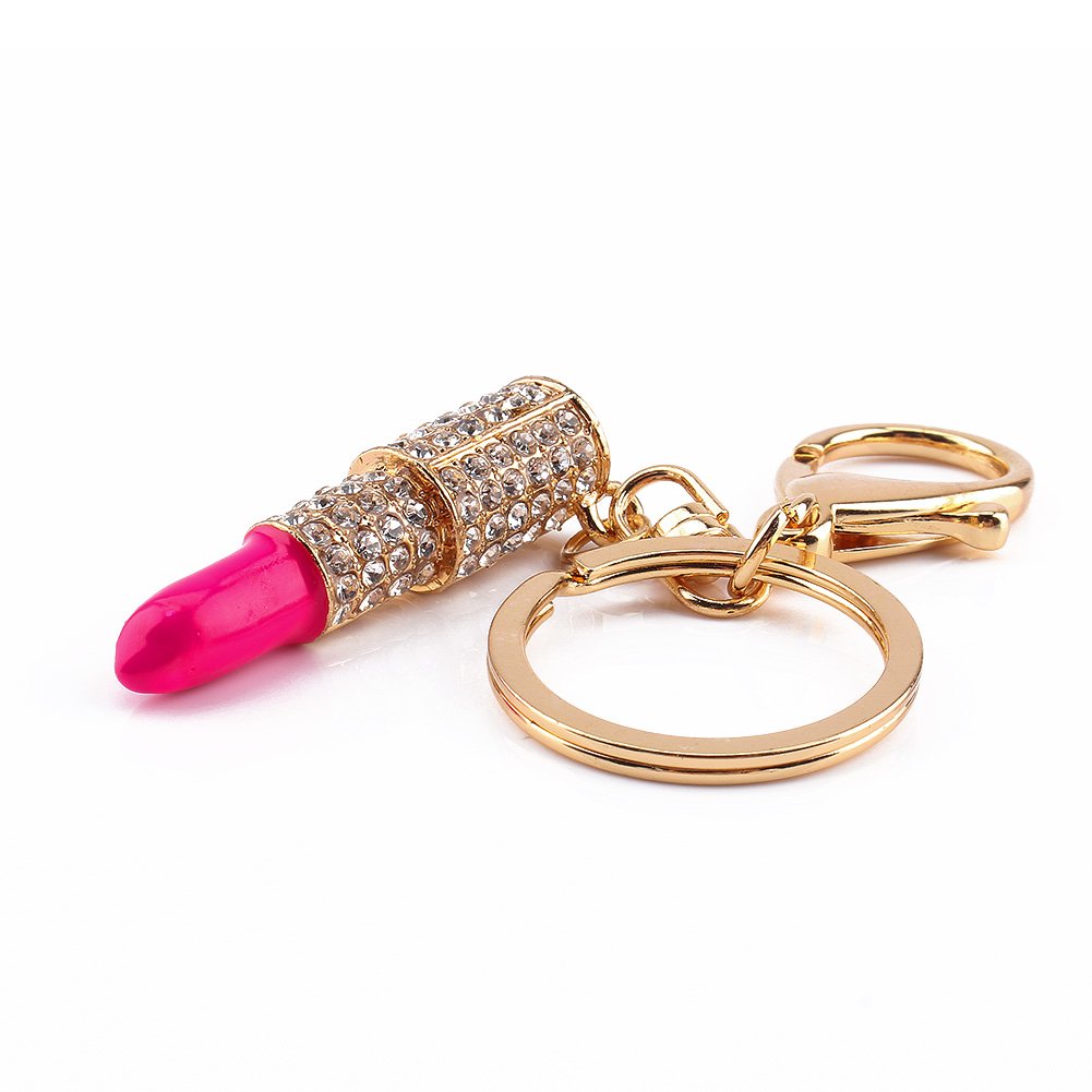 Yosoo Crystal Lipstick Keychain - Rhinestone Purse Charm Pendant for Women & Girls | Fashion Accessories Gift for Christmas, Birthday, Party | Perfect for Handbags, Wallets & Keyrings