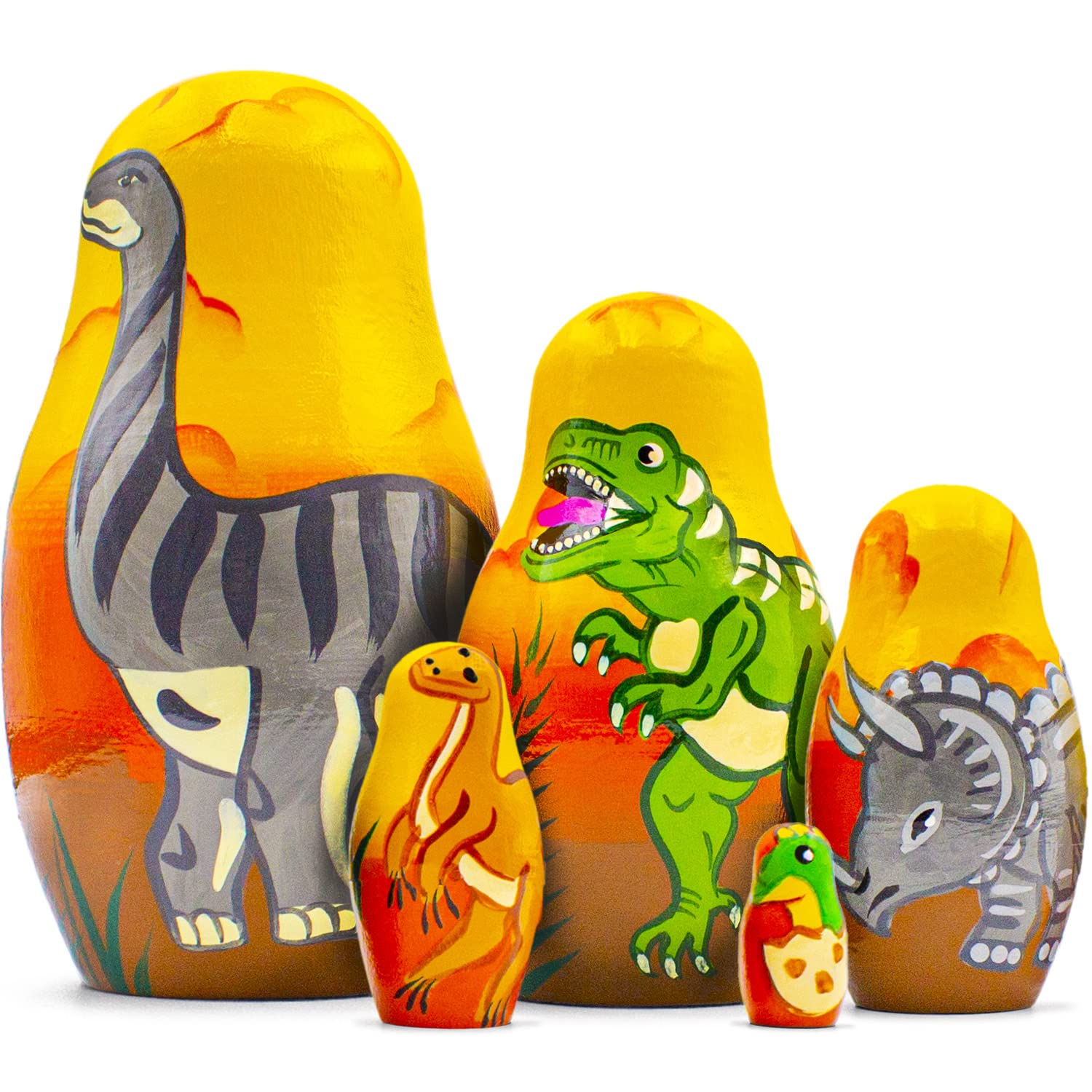 AEVVV 5-Piece Dinosaur Nesting Dolls Set - Russian Matryoshka Stacking Toys with Dinosaur Figurines for Kids | Educational Animal Toys for Birthday Gifts & Home Decor