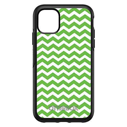 Green White Chevron Stripes Wave On Black Case