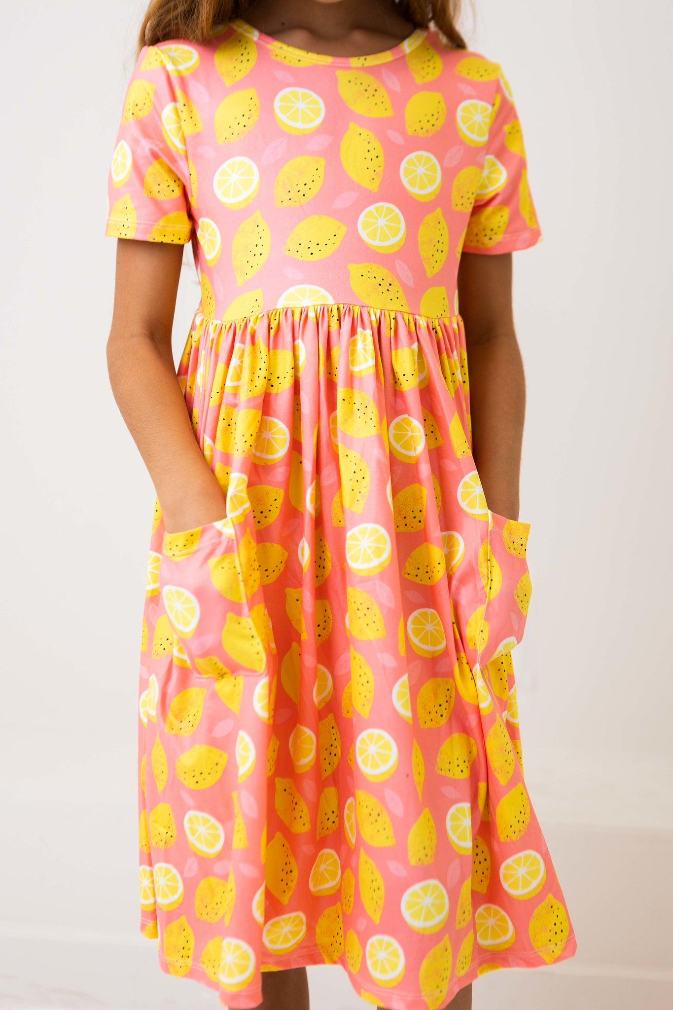 Lemon Squeezy Short Sleeve Pocket Twirl Dress - Women's Summer Flowy Swing Dress for Beach, Party & Casual Wear