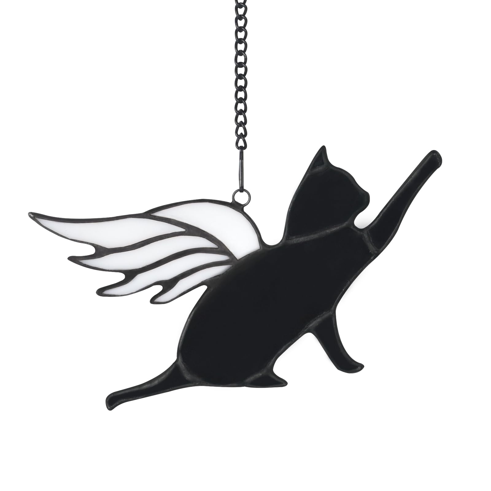Angel Wing Cat Memorial Gift - Stained Glass Suncatcher for Pet Loss Remembrance, Home Decor