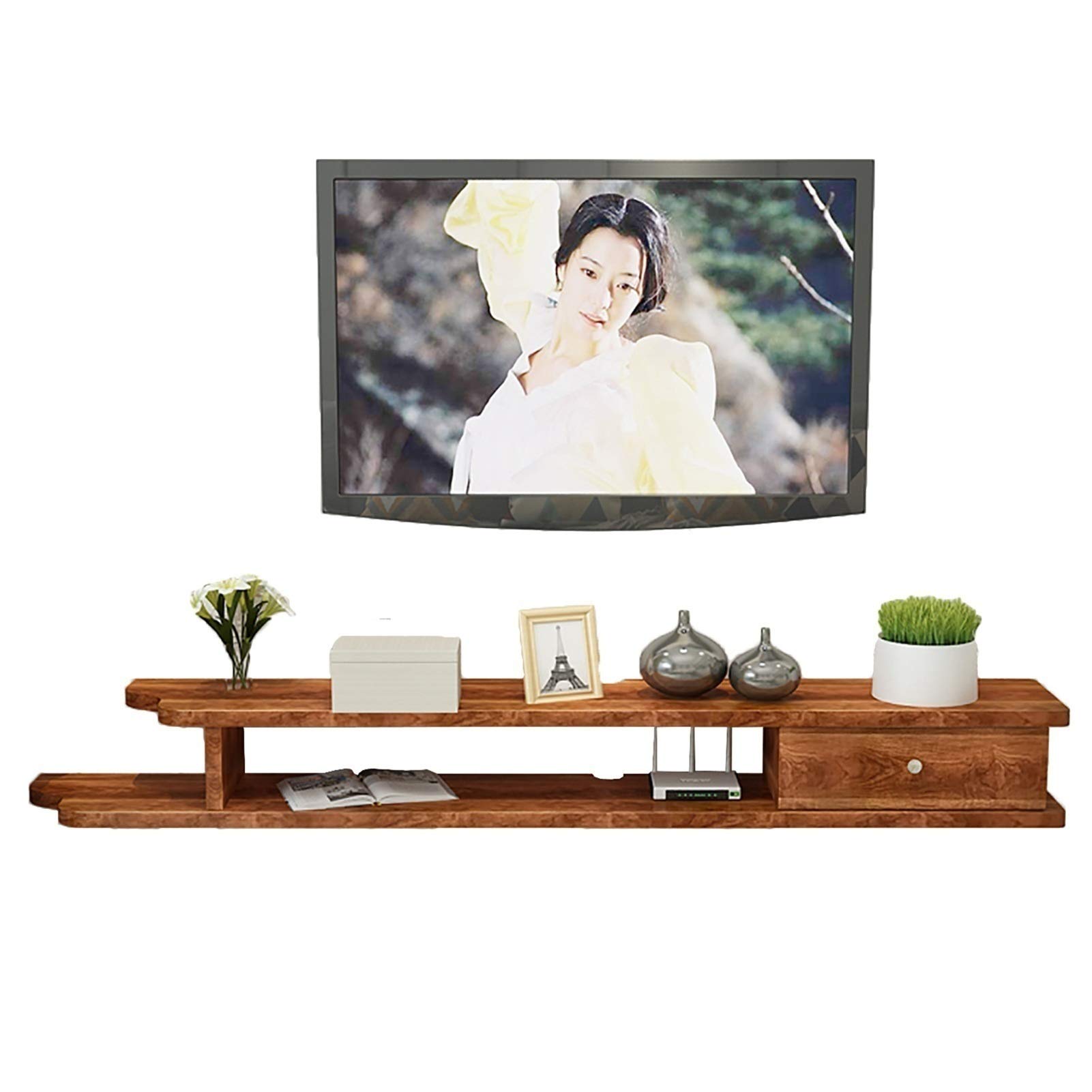Black Floating TV Stand with Wall Mounted Shelf - 130CM Modern TV Console with Rounded Corners for Safety | Perfect for Living Room, Bedroom & Home Theater Setup