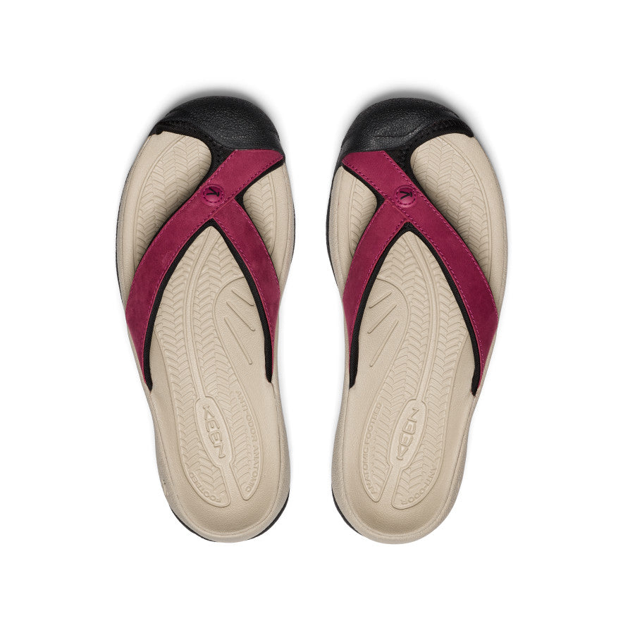Women's Waimea Leather Flip Flops - Comfortable & Stylish Sandals for Summer | Beaujolais Wine Red | Perfect for Beach, Pool & Casual Outings