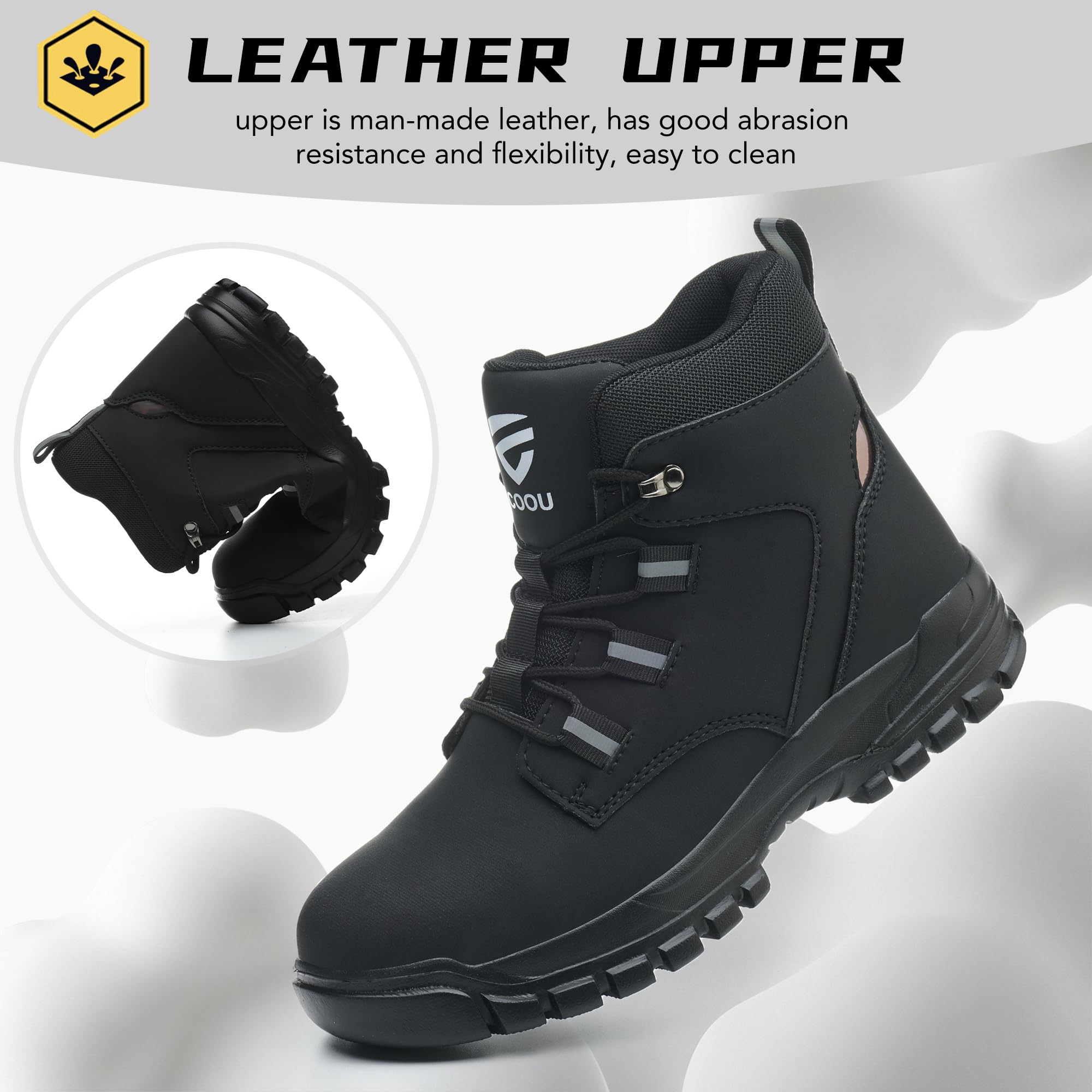 Steel Toe Work Boots for Men & Women - Slip & Puncture Resistant Safety Shoes - Lightweight Industrial Construction Boots - Perfect for Warehouse, Factory & Outdoor Work