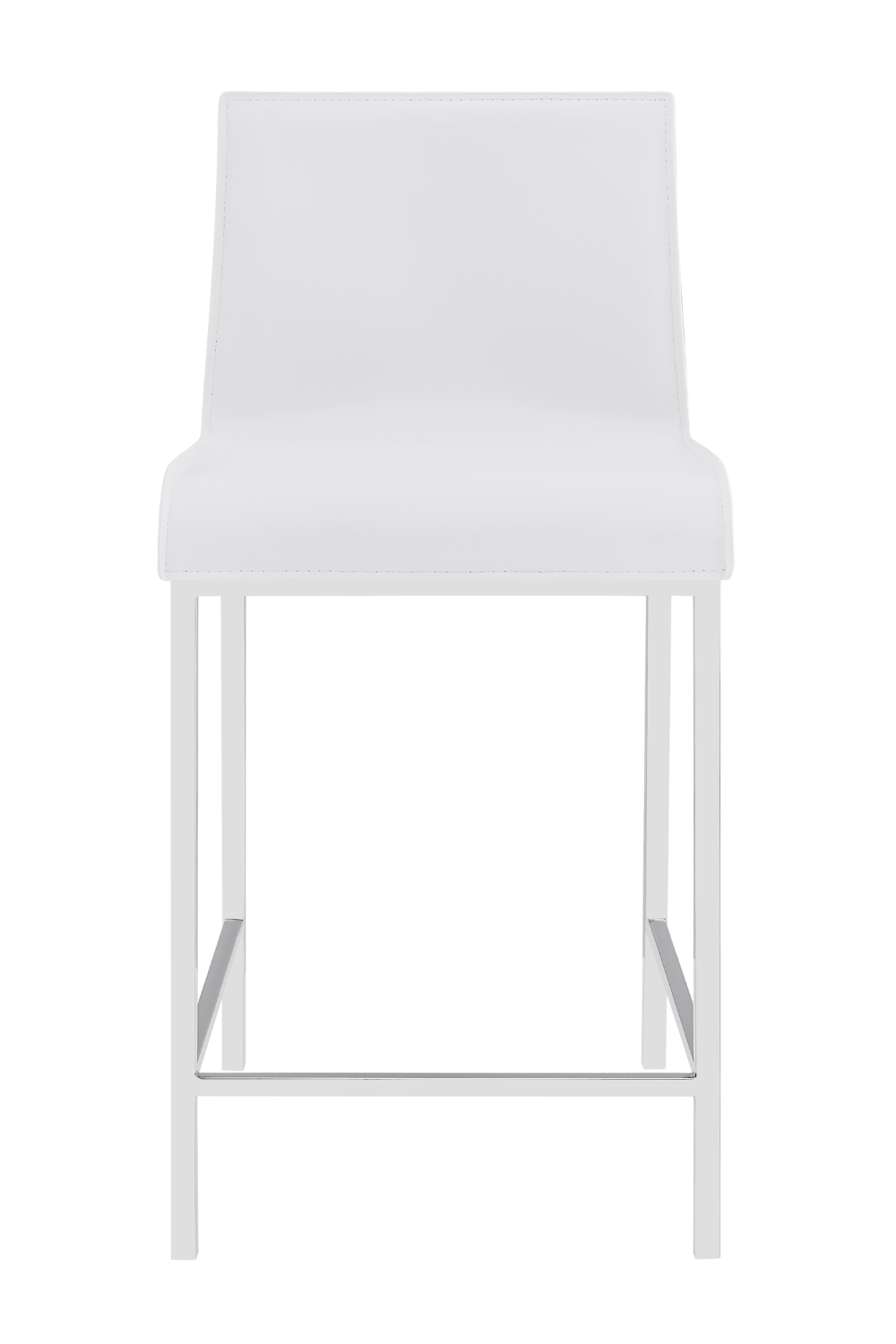 White Cam Counter Stool Set of 2 with Polished Stainless Steel Legs - Modern Bar Stools for Kitchen Island, Breakfast Nook & Home Bar Seating