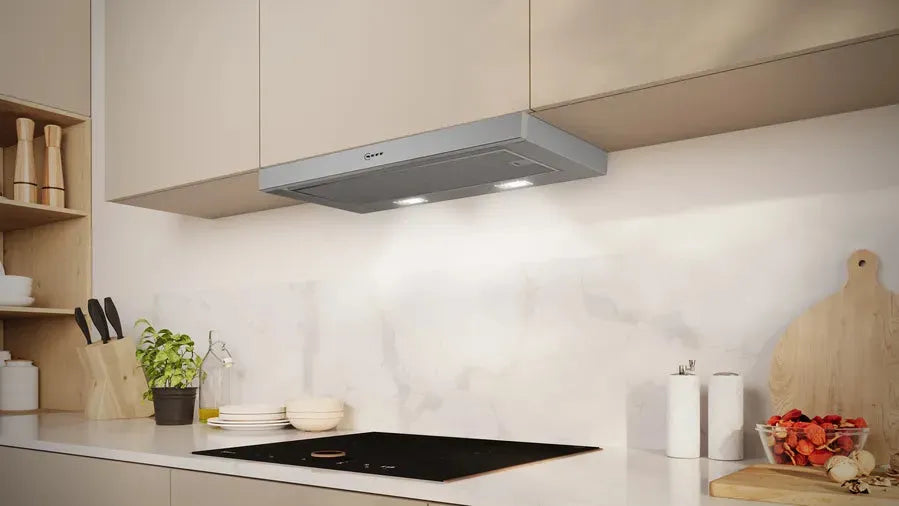 Neff 60cm Slide Out Range Hood N30 D46BR22N1B - Stainless Steel Kitchen Extractor Fan with Powerful Ventilation - Perfect for Modern Kitchens and Open Plan Living Spaces