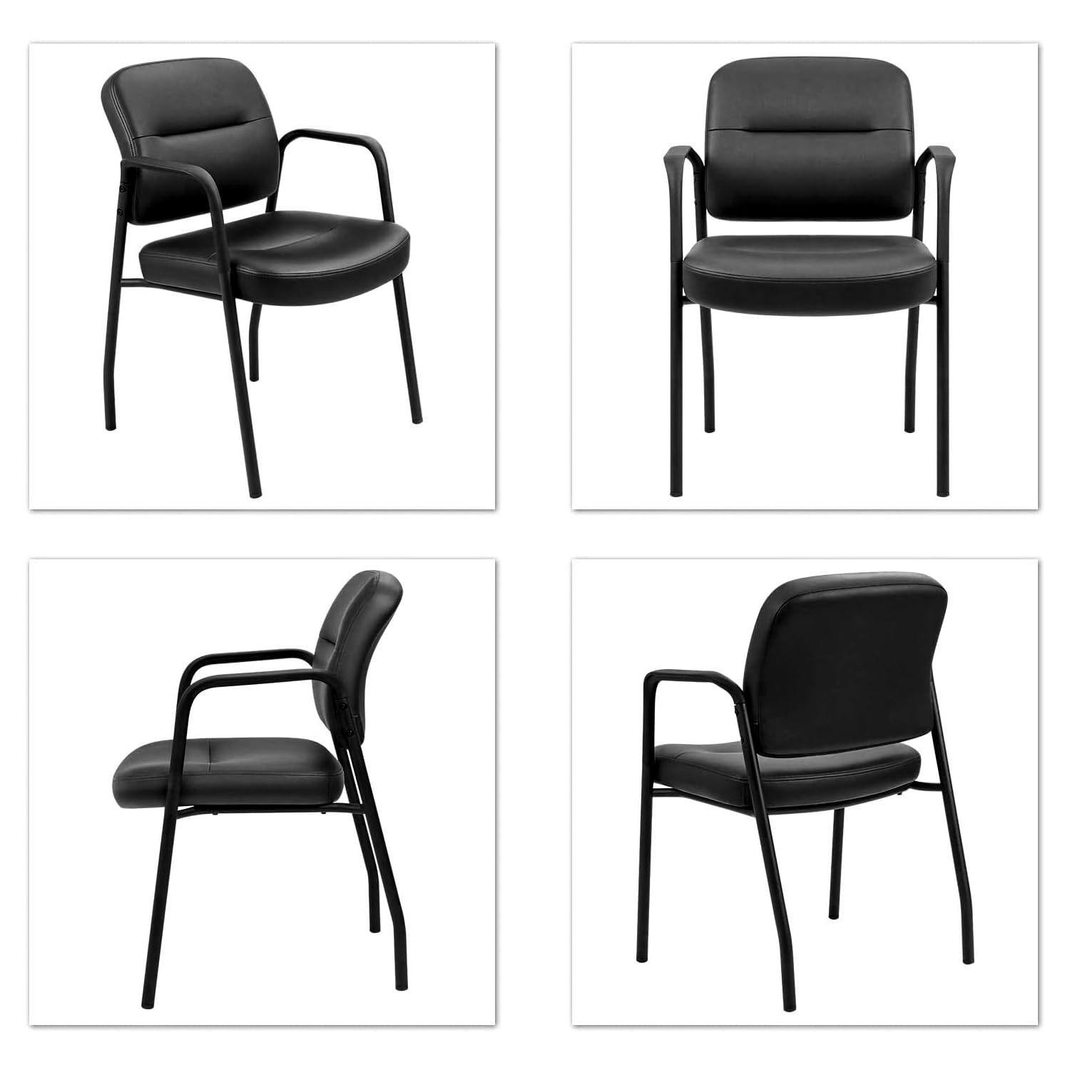 Devoko 2-Pack Premium Leather Reception Chairs - Ergonomic Office Waiting Room Chairs with Armrests & Lumbar Support - Executive Guest Chairs for Lobby, Clinic, Hotel, and Business Waiting Areas
