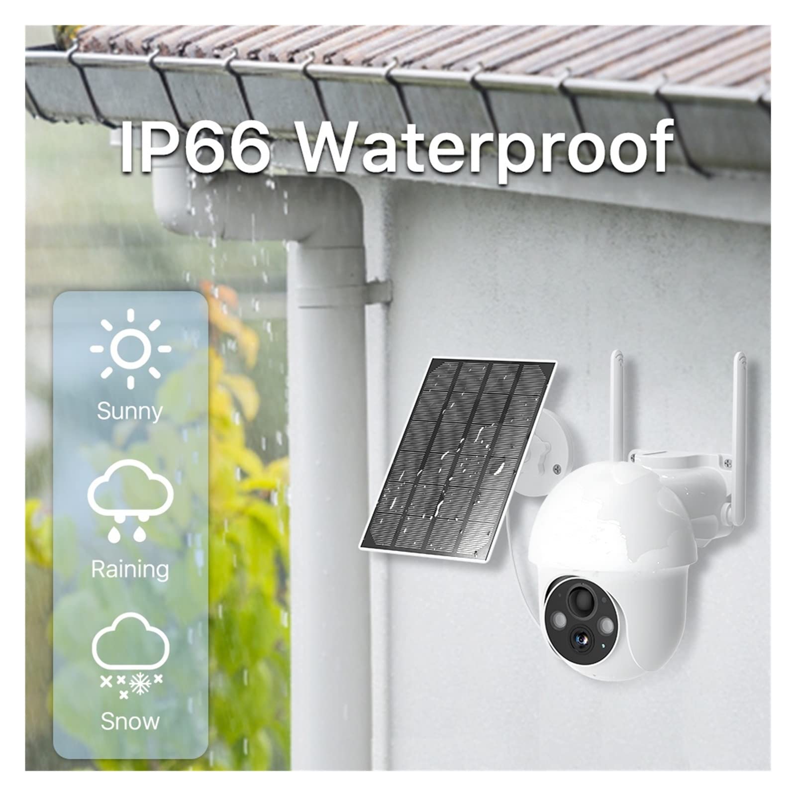 3MP Solar Security Camera with Rechargeable Battery & 360° Spotlight - Wireless Outdoor Surveillance with PIR Human Detection - Weatherproof for Home, Yard & Business Protection (White)