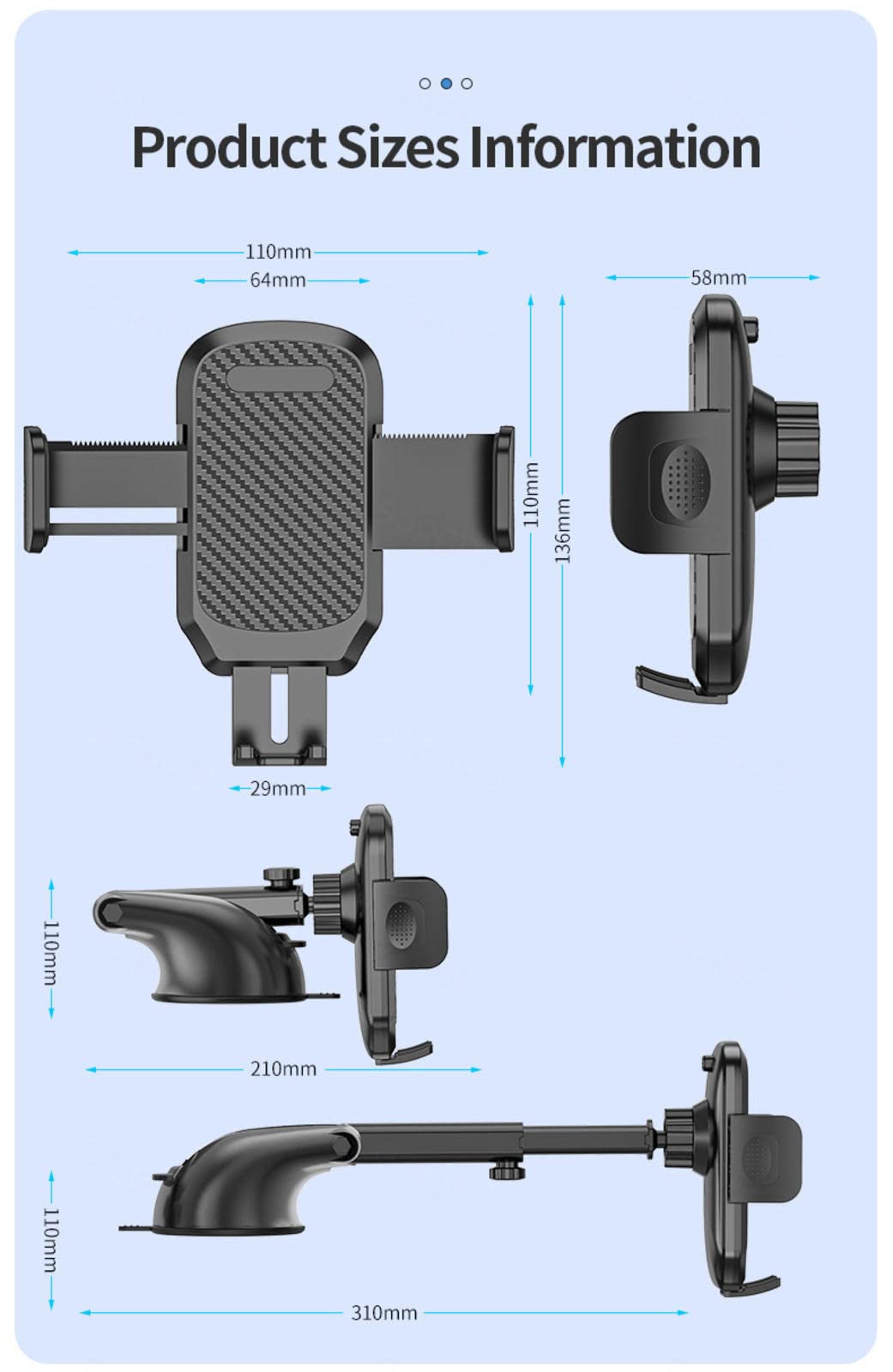 2023 Upgraded Car Phone Holder with Adjustable 360° Rotation & Strong Sticky Gel Pad - Secure Dashboard Mount for Hands-Free Navigation & Driving Safety
