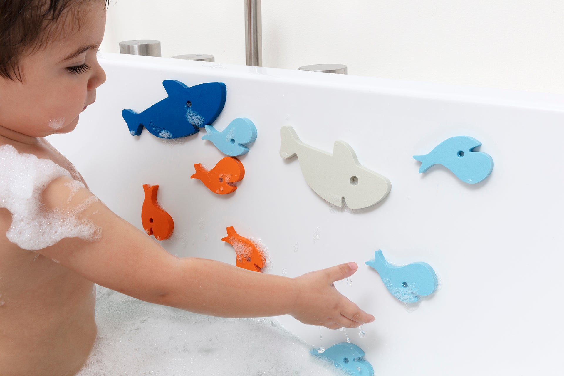 Quut Soft Foam Bath Puzzle - Shark Themed Educational Toy for Kids | Safe Non-Toxic Bathtub Toys for Toddlers | Perfect for Bath Time Learning & Sensory Play