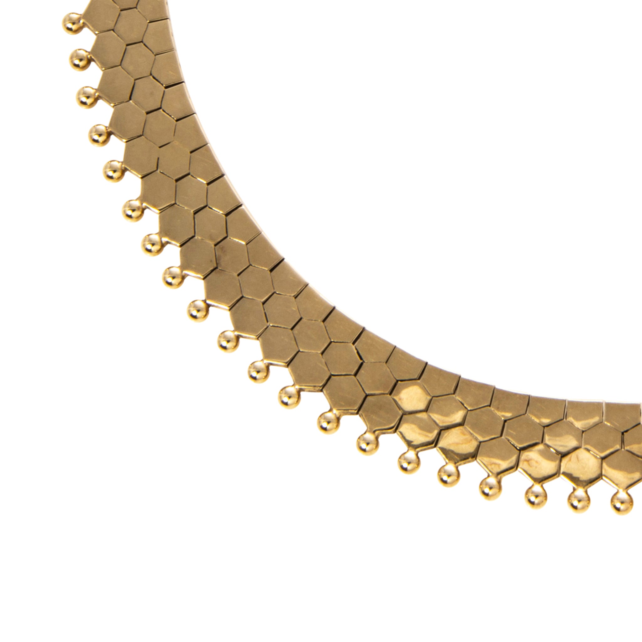 Vintage 14K Yellow Gold Hexagonal Collar Necklace for Women - Elegant Geometric Statement Jewelry for Parties, Weddings & Special Occasions