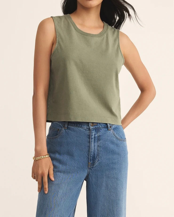 Sloane Jersey Muscle Tank - Soft & Stretchy Avocado Green Workout Top for Women | Perfect for Yoga, Gym & Casual Wear