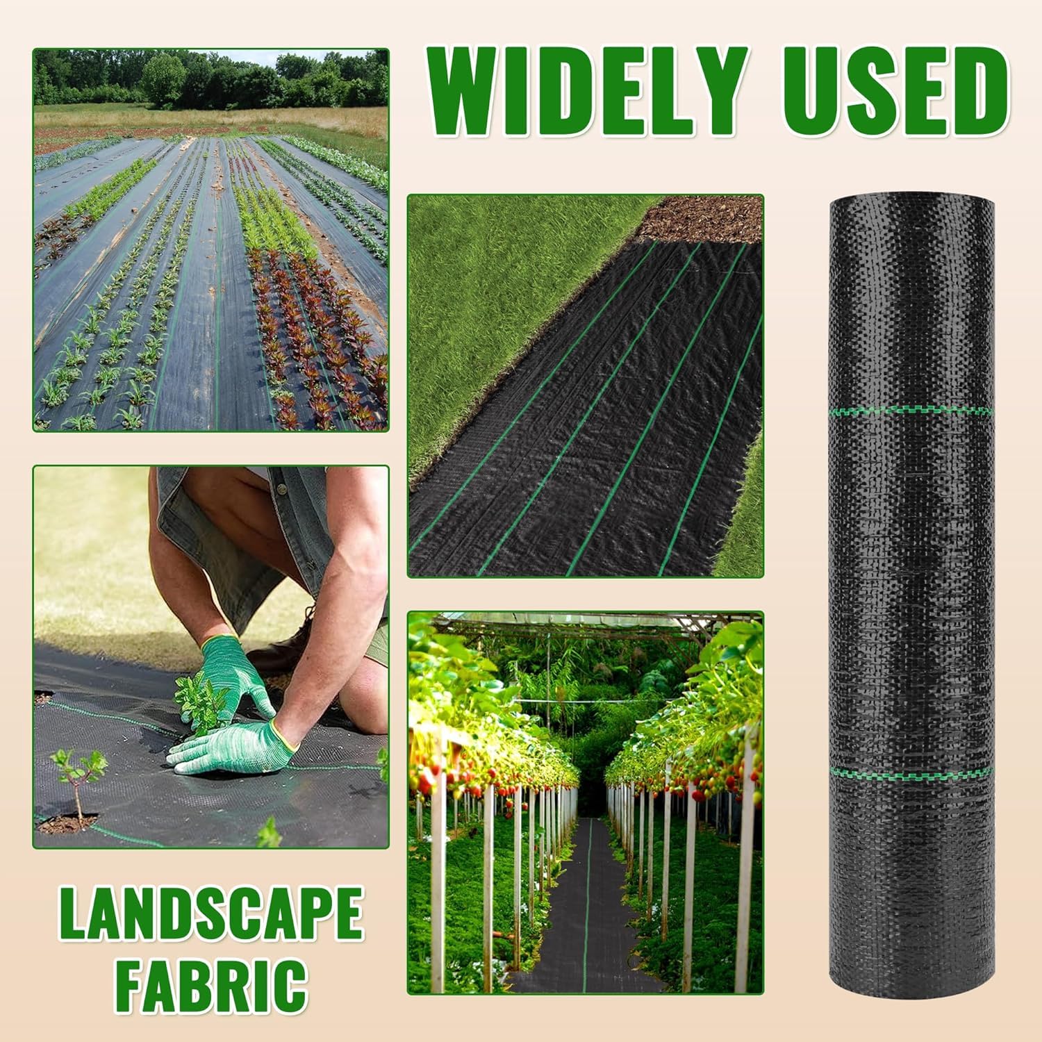 6ft x 300ft Heavy Duty Weed Barrier Landscape Fabric - Premium Weed Control Fabric for Gardens, Durable & Eco-Friendly Weed Block Gardening Mat - Perfect for Landscaping, Mulch Beds, Vegetable Gardens & Flower Beds