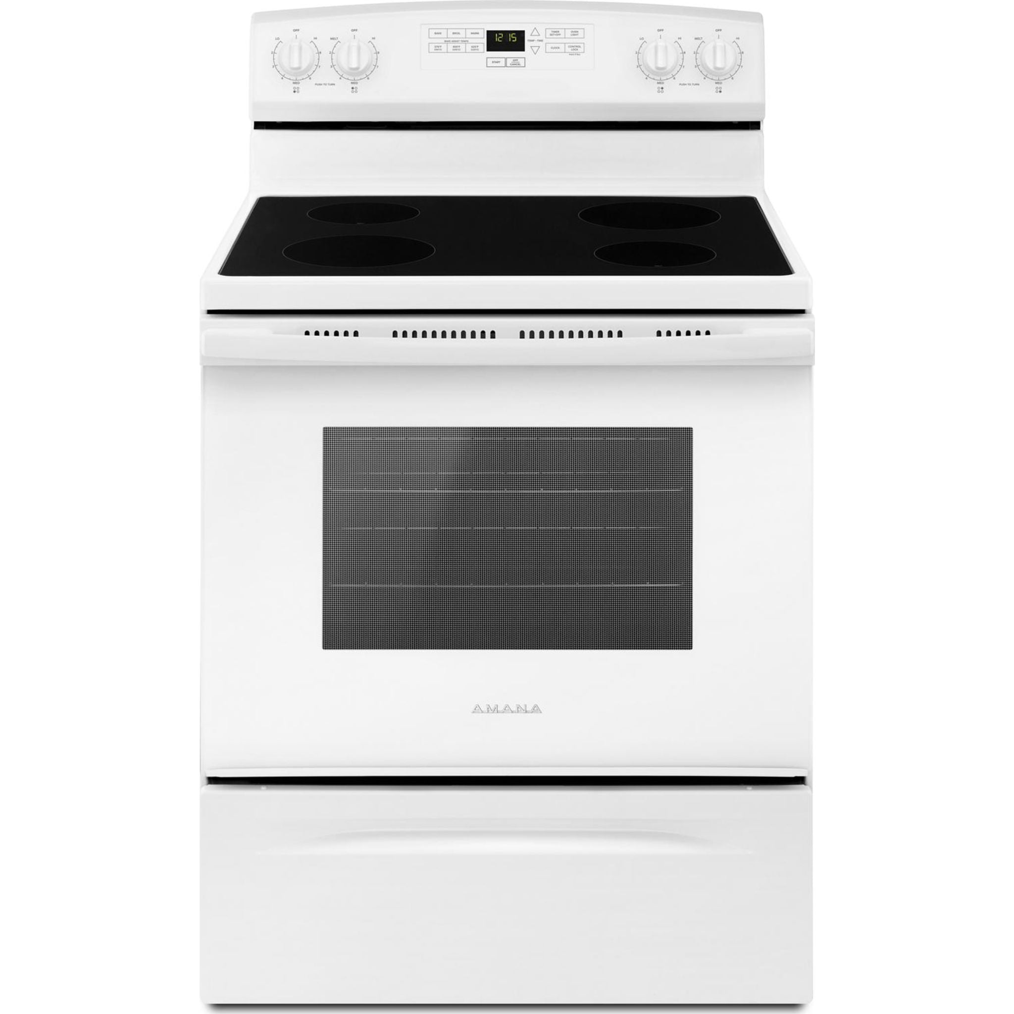 Amana 30 Inch Electric Range YAER6303MFW - White Freestanding Stove with Self-Cleaning Oven & 4 Burners - Perfect for Home Kitchen, Apartment Cooking & Small Space Living