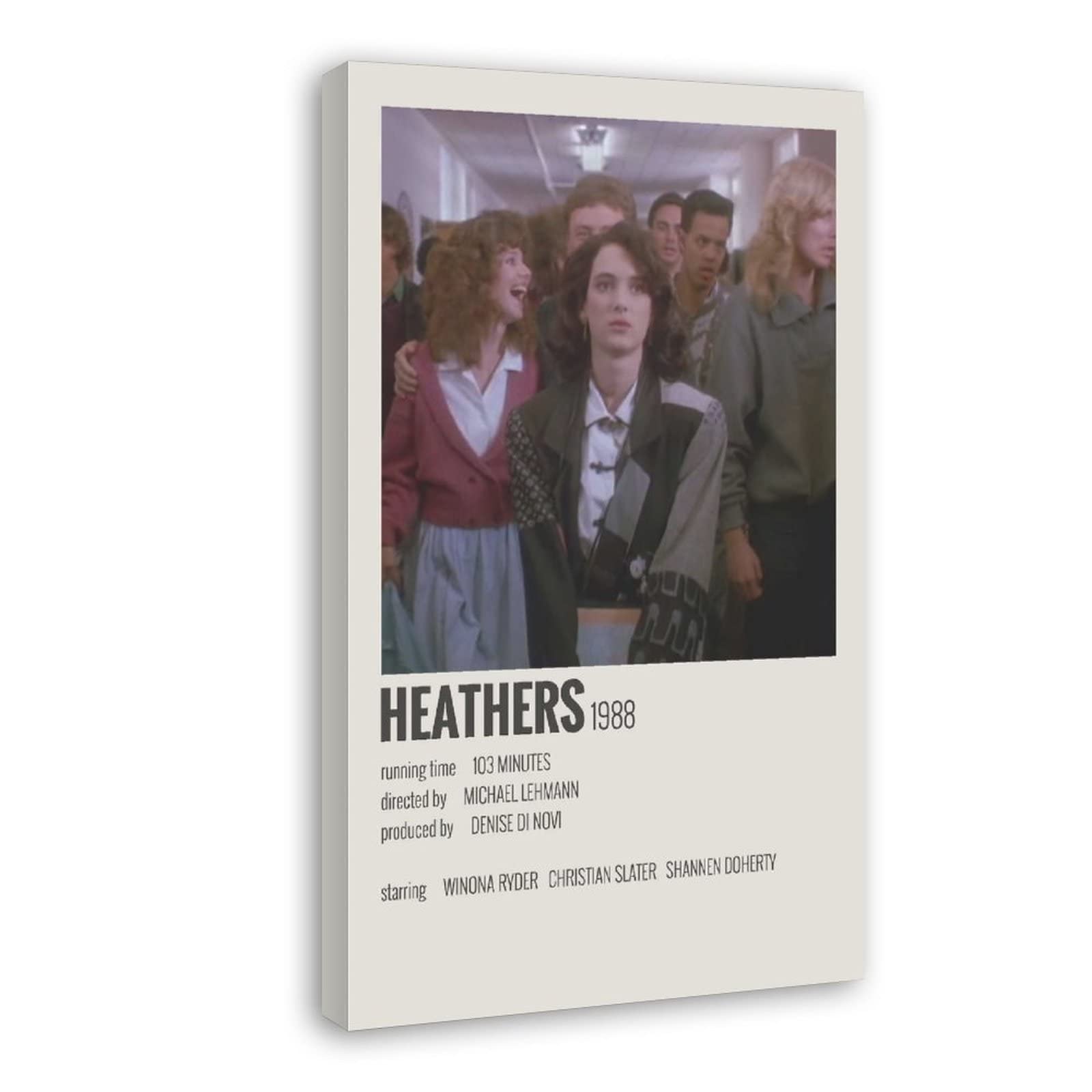 Heathers Movie Poster - Minimalist Wall Art Canvas Print (20x30 inch/50x75cm) Framed Decor for Living Room, Bedroom & Home Theater