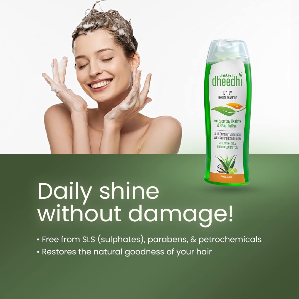 Dhathri Dheedhi Daily Herbal Shampoo - Natural Hair Care for Shine & Strength | Mild Cleansing Formula for Daily Use | 100ml (Pack of 2) | Perfect for Dry, Damaged Hair & Scalp Nourishment
