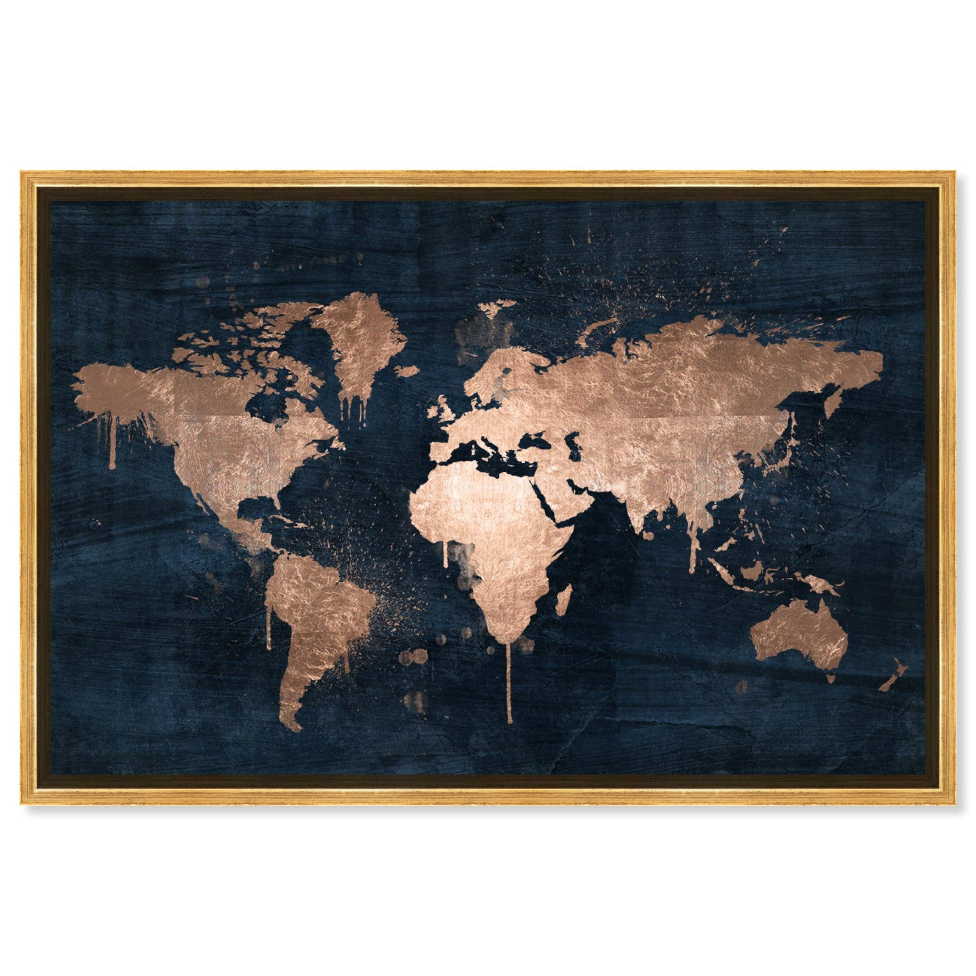 Oliver Gal Artist Co. Vintage World Map Wall Art - Premium Framed Canvas Print 'Mapamundi Copper' for Home Office Decor | Perfect for Living Room, Bedroom & Study Room