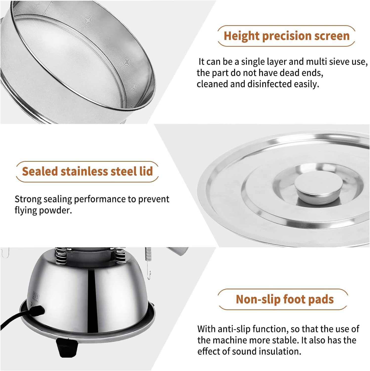 Electric Automatic Vibrating Sieve Shaker Machine - 40 Mesh & 60 Mesh Flour Sifter for Baking, Herbal Powder, Spices | 110V 55W | Perfect for Home Kitchens, Bakeries & Herbal Medicine Preparation