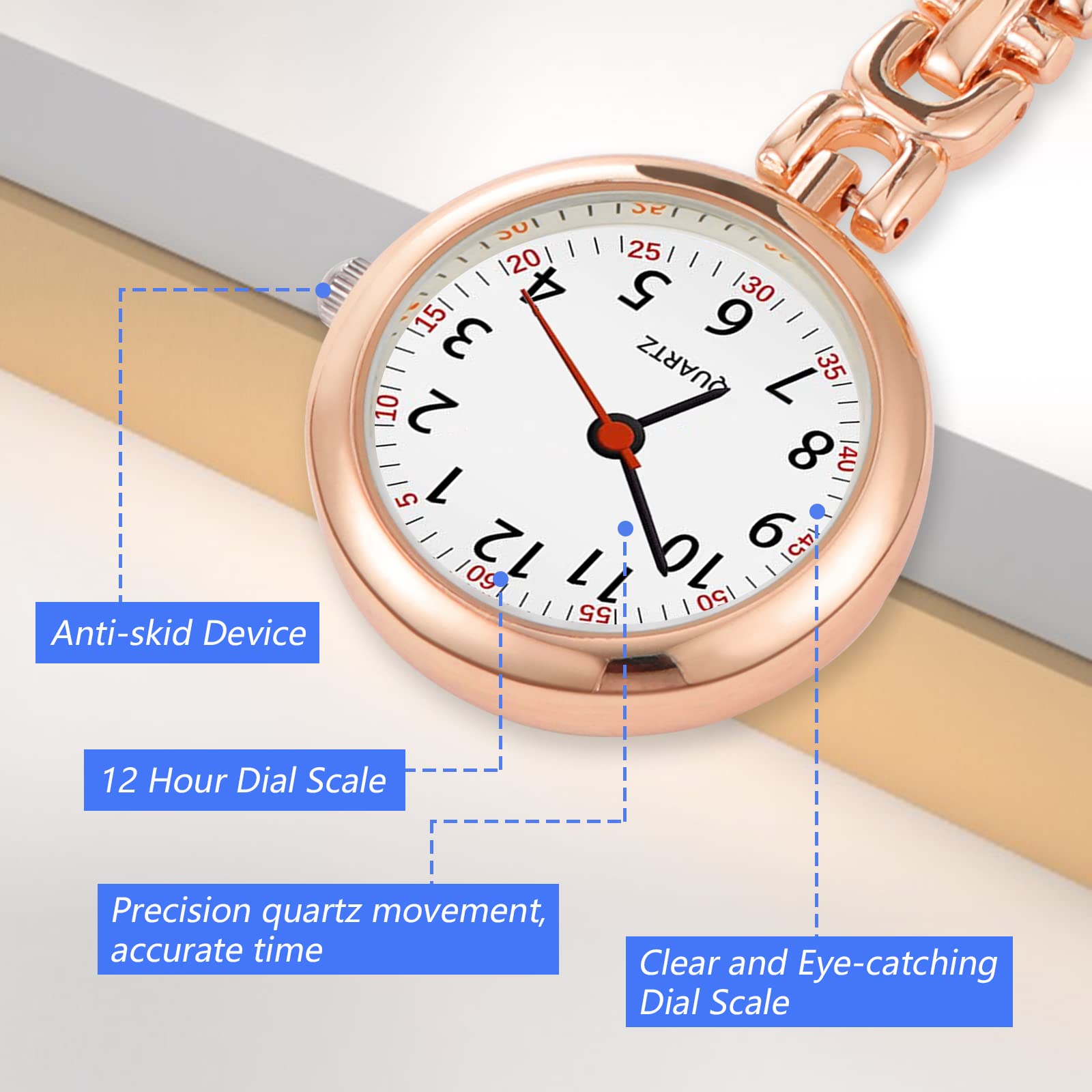 Xinjieda Nurse Fob Watch - Quartz Pocket Watch with Brooch Clip for Medical Professionals | Digital Nurse Watch for Shift Work & Patient Care | Perfect for Nurses, Doctors & Healthcare Workers