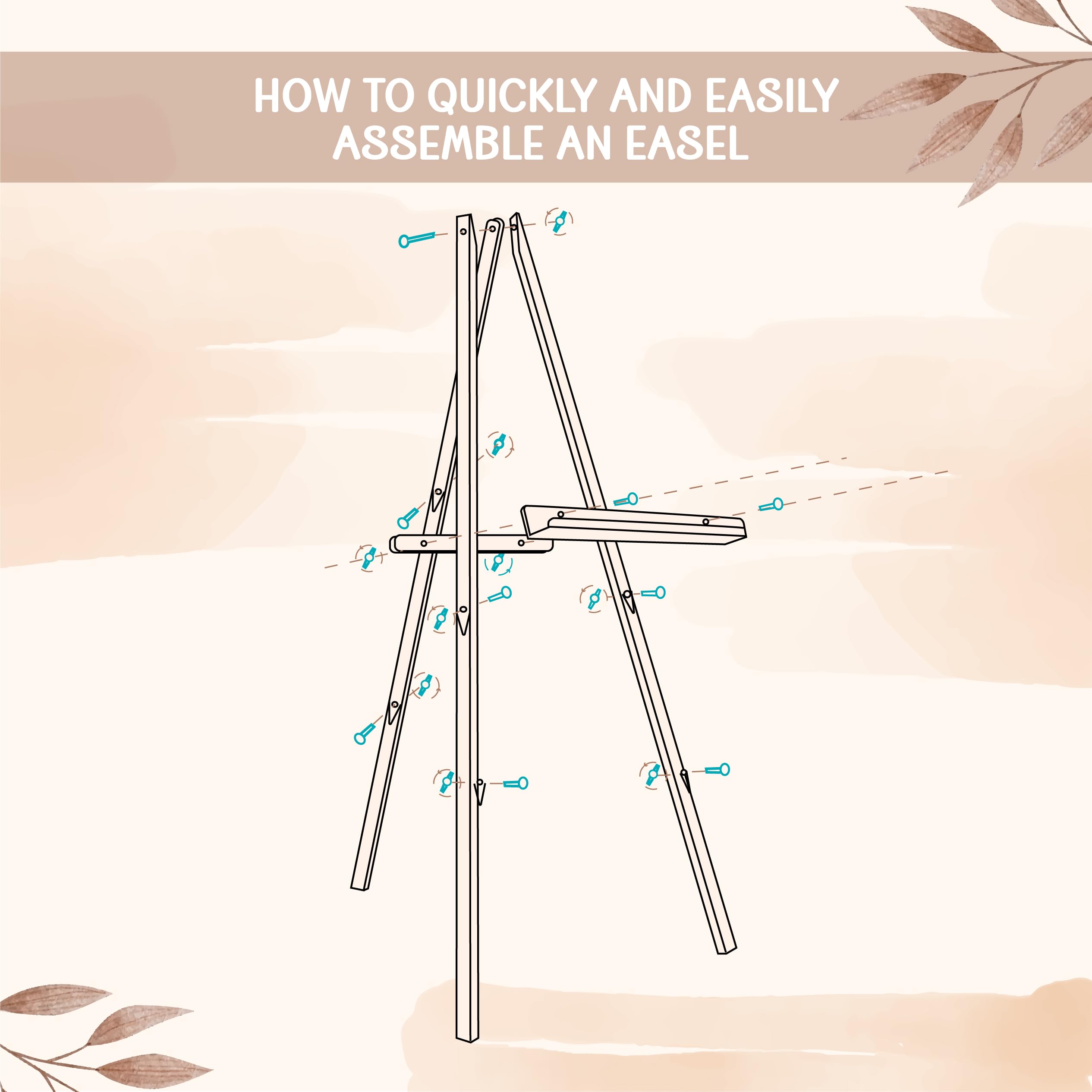 Rustic Wooden Easel Stand - Heavy Duty Picture Display Easel for Art, Photos & Wedding Decor - Perfect for Home, Gallery & Event Displays