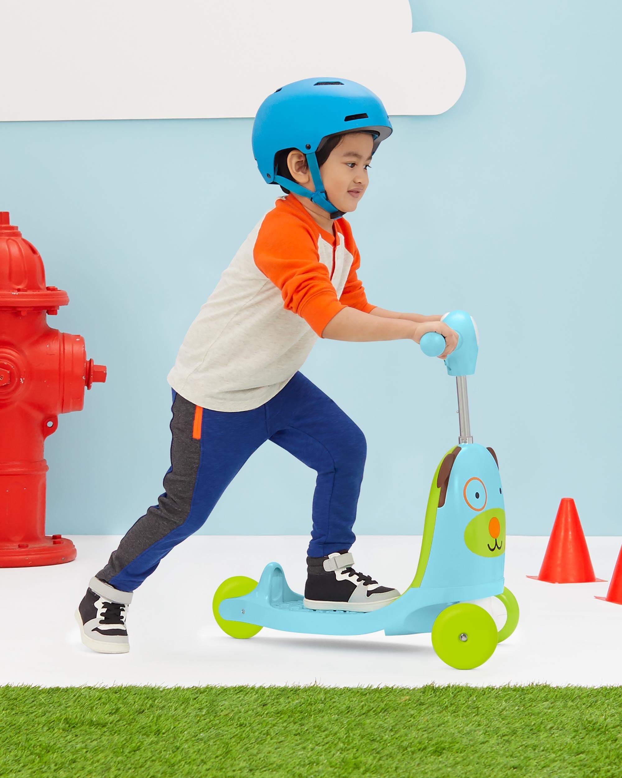 Skip Hop Zoo 3-in-1 Ride-On Baby Walker, Toddler Scooter & Push Toy - Fun Learning Activity for Indoor & Outdoor Play