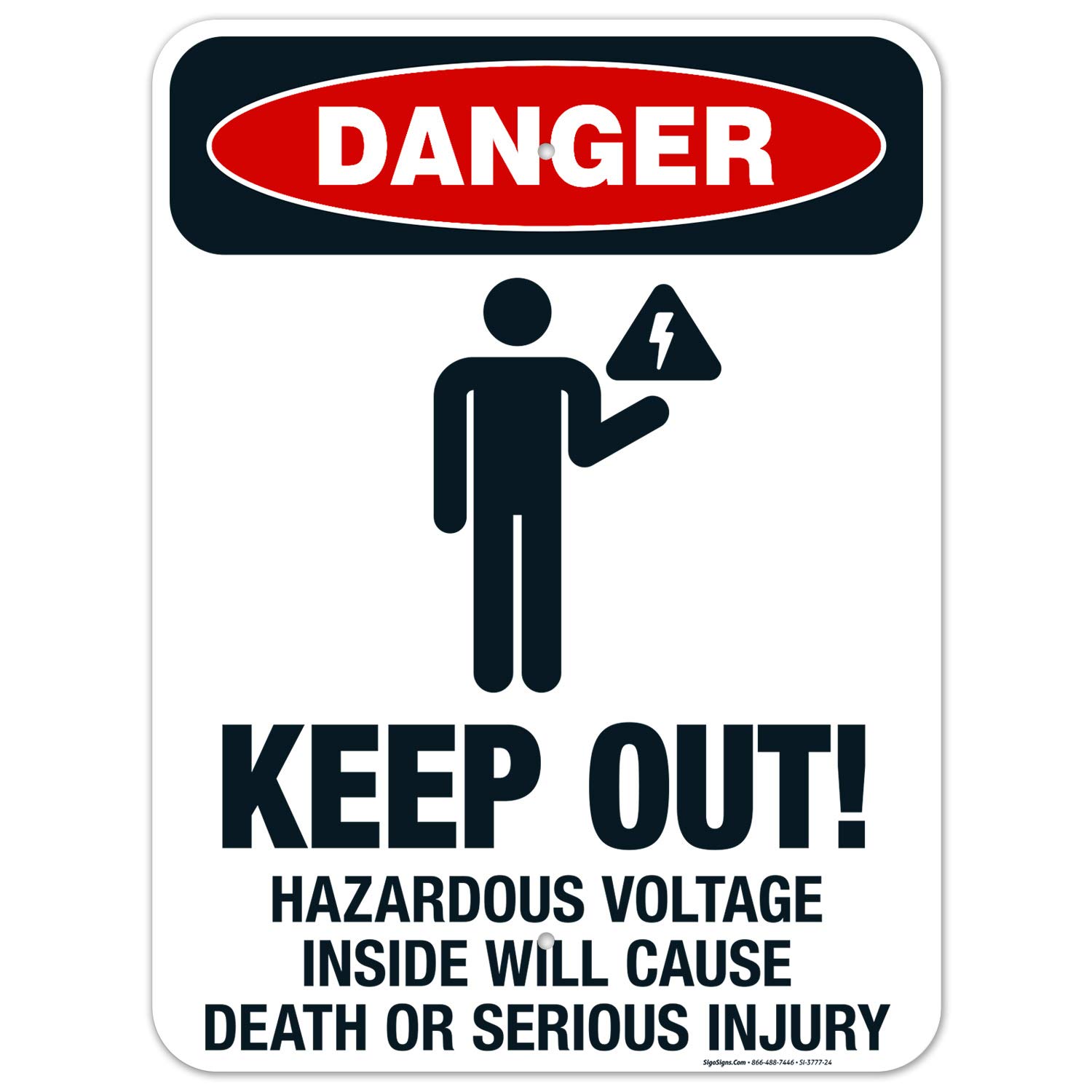 Danger High Voltage Sign - OSHA Approved 18x24 Inches, Rust-Free .063 Aluminum, Fade Resistant for Indoor/Outdoor Use | Safety Warning Sign for Electrical Hazard Areas, Construction Sites & Industrial Facilities - Made in USA
