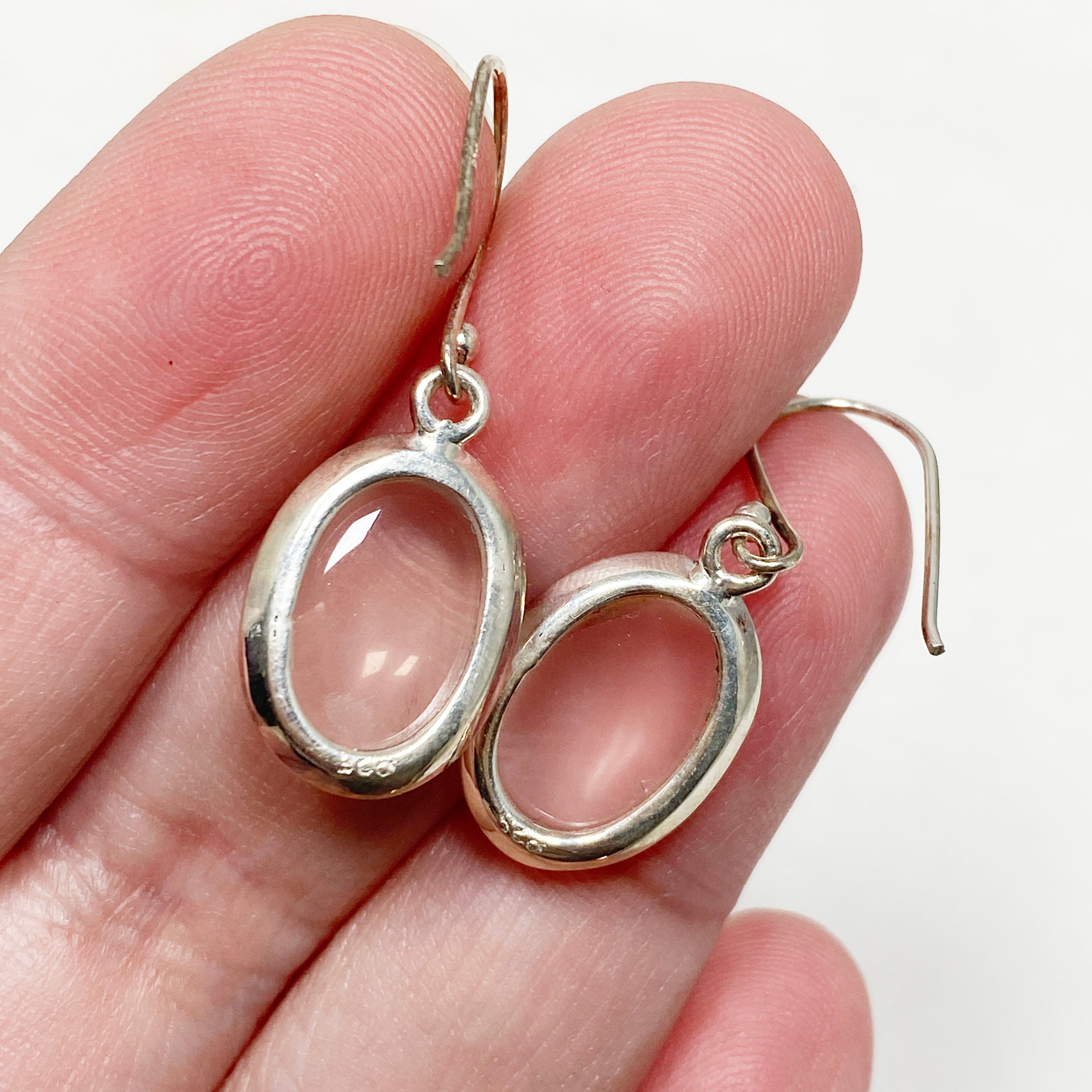 Rose Quartz Oval Earrings for Women - Natural Gemstone Dangle Earrings with Sterling Silver Hooks, Elegant Gift for Valentine's Day, Birthday & Anniversary - Perfect for Parties, Weddings & Everyday Wear (KEGJ1382)