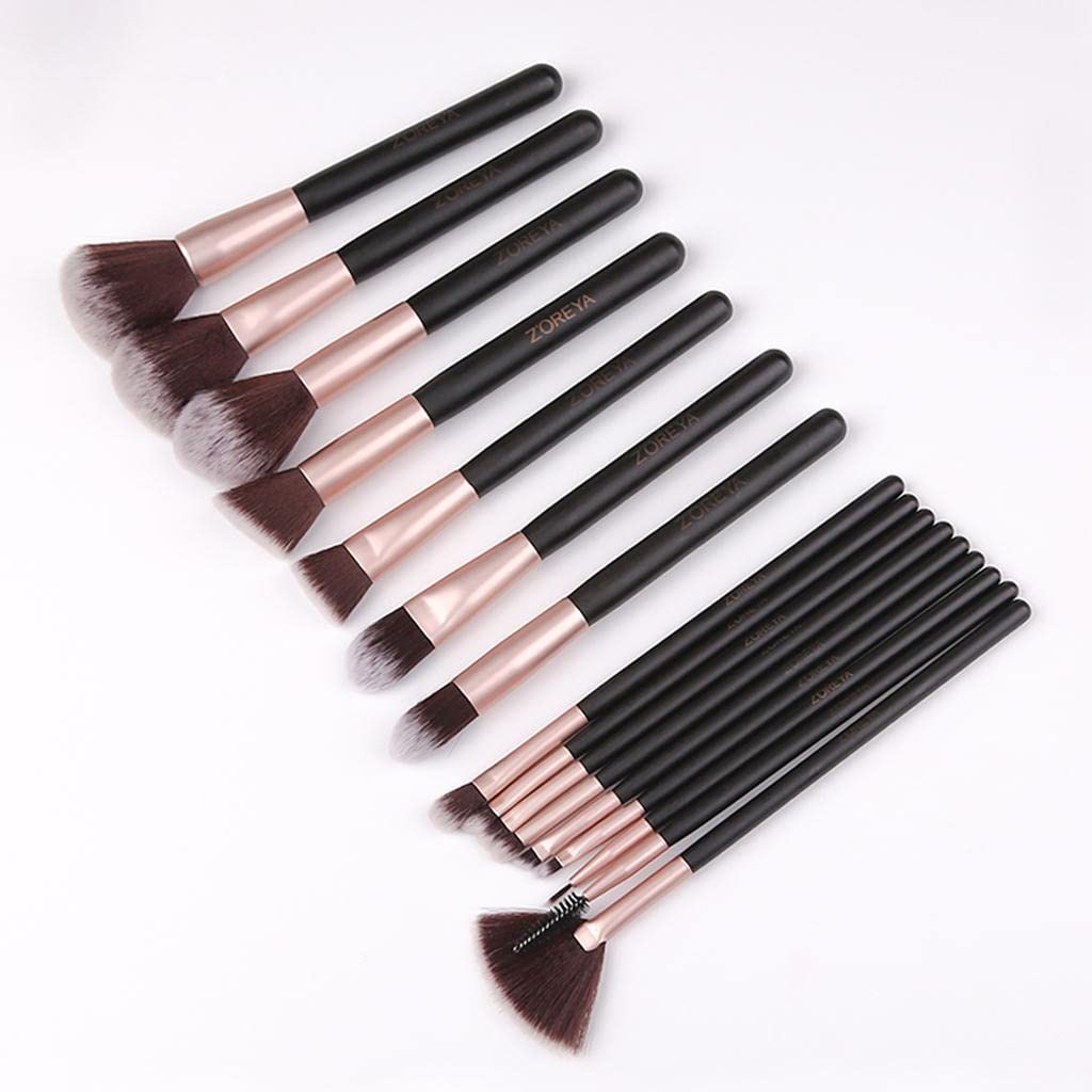 Trendy Retail® 16 Piece Professional Makeup Brush Set with Travel Case - Perfect for Eyeshadow, Blush, Foundation & Powder Application - Ideal for Home, Travel & Professional Makeup Artists