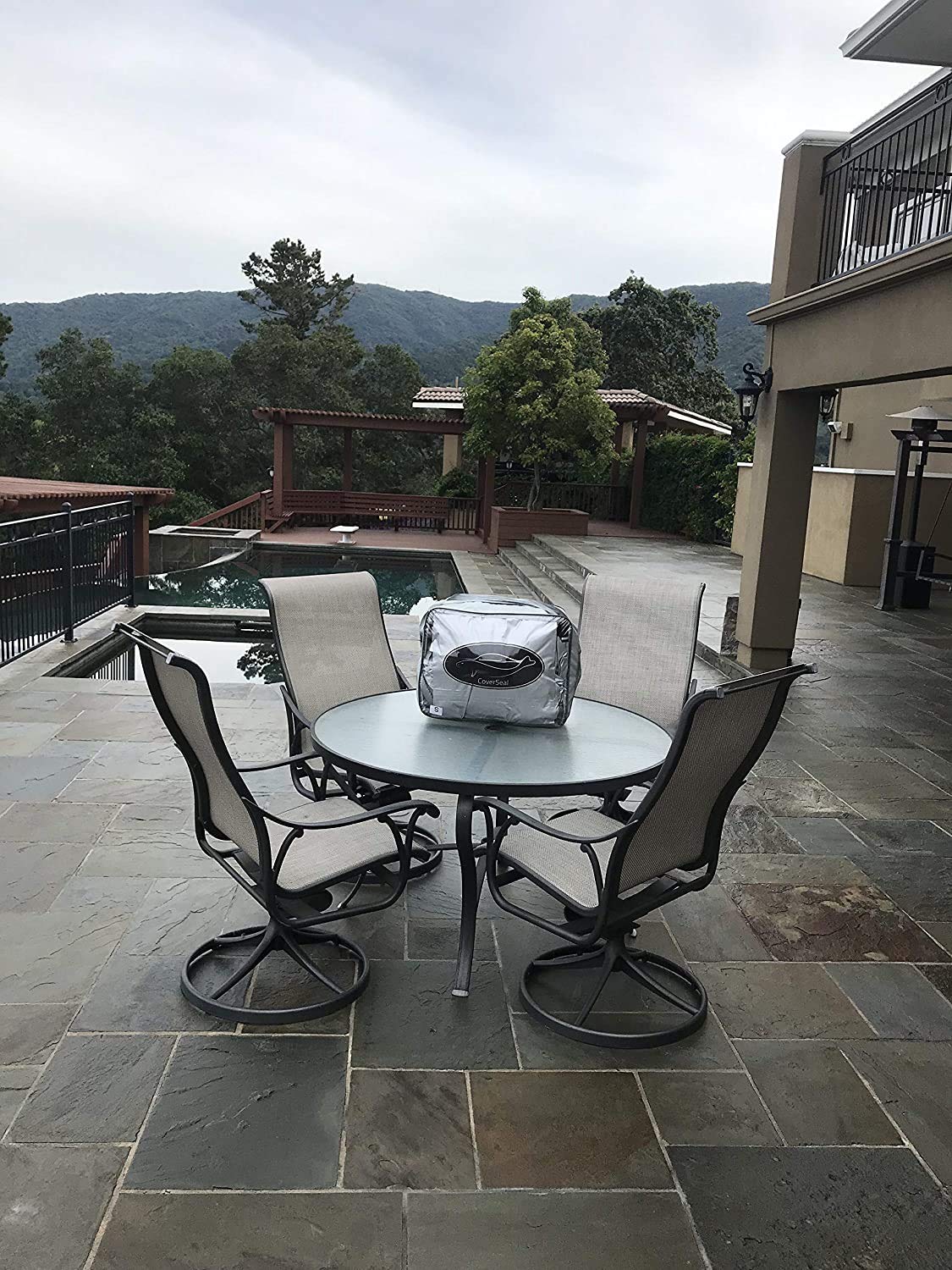 Waterproof Patio Furniture Cover with Weighted Apron Seal - Heavy Duty Outdoor Table and Chairs Cover 118