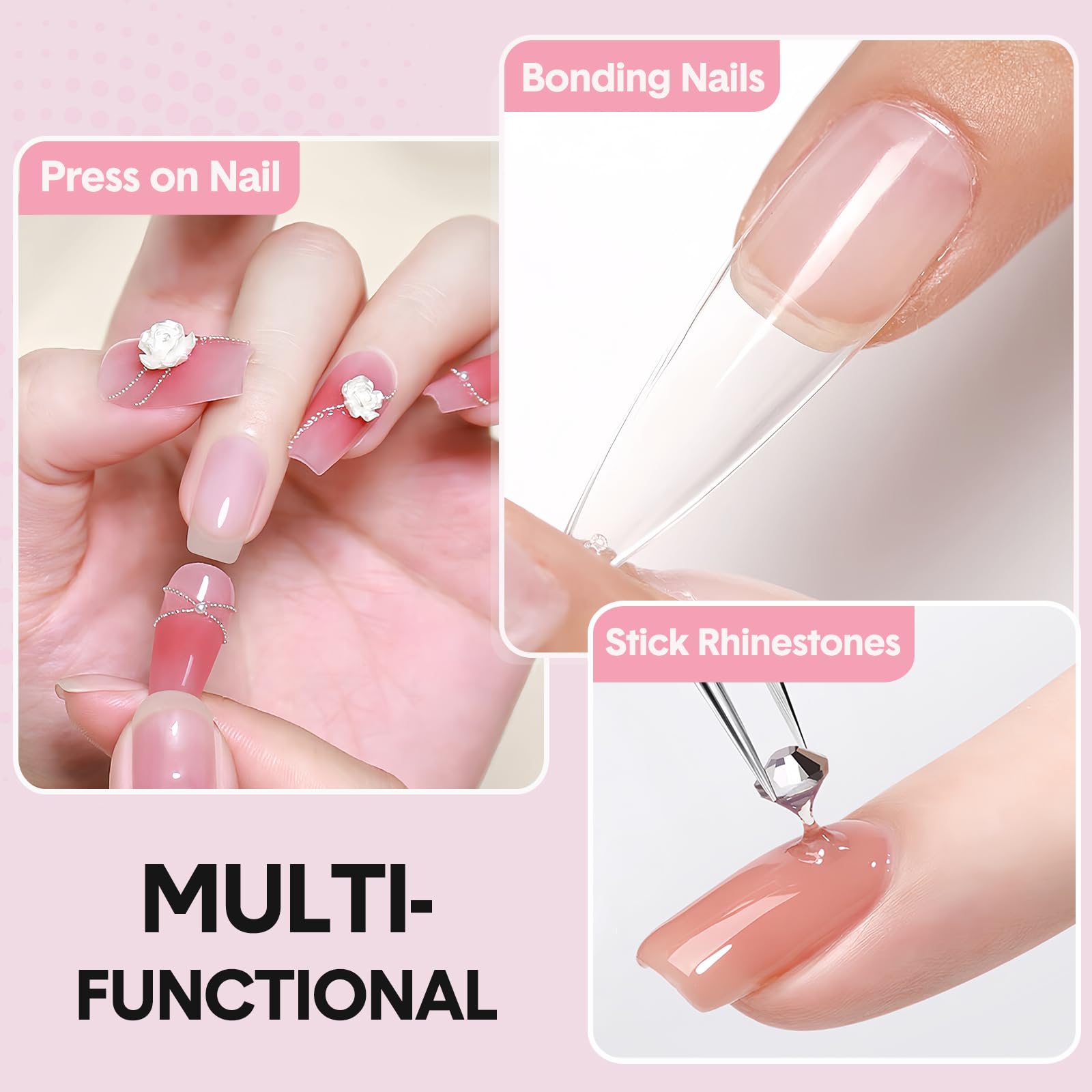 CHARMARK 30g Solid Nail Gel Glue for Press on Nails - Soft Acrylic UV Cured Fake Nails Adhesive - Long Lasting Nail Art Salon Manicure Glue for Home & Professional Use - Perfect for DIY Nails, Extensions, and Salon Quality Manicures