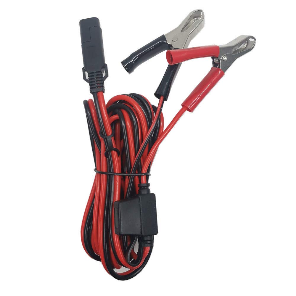 SAE to Alligator Clips Trickle Charger Extension Cable - 10FT 12V-24V Battery Charger Clamp with Quick Disconnect for Car, Motorcycle, Solar Panels & Pumps - Heavy Duty 15A Extension Cord for Reliable Power Transfer - Perfect for Garage, RV & Off-Grid Applications