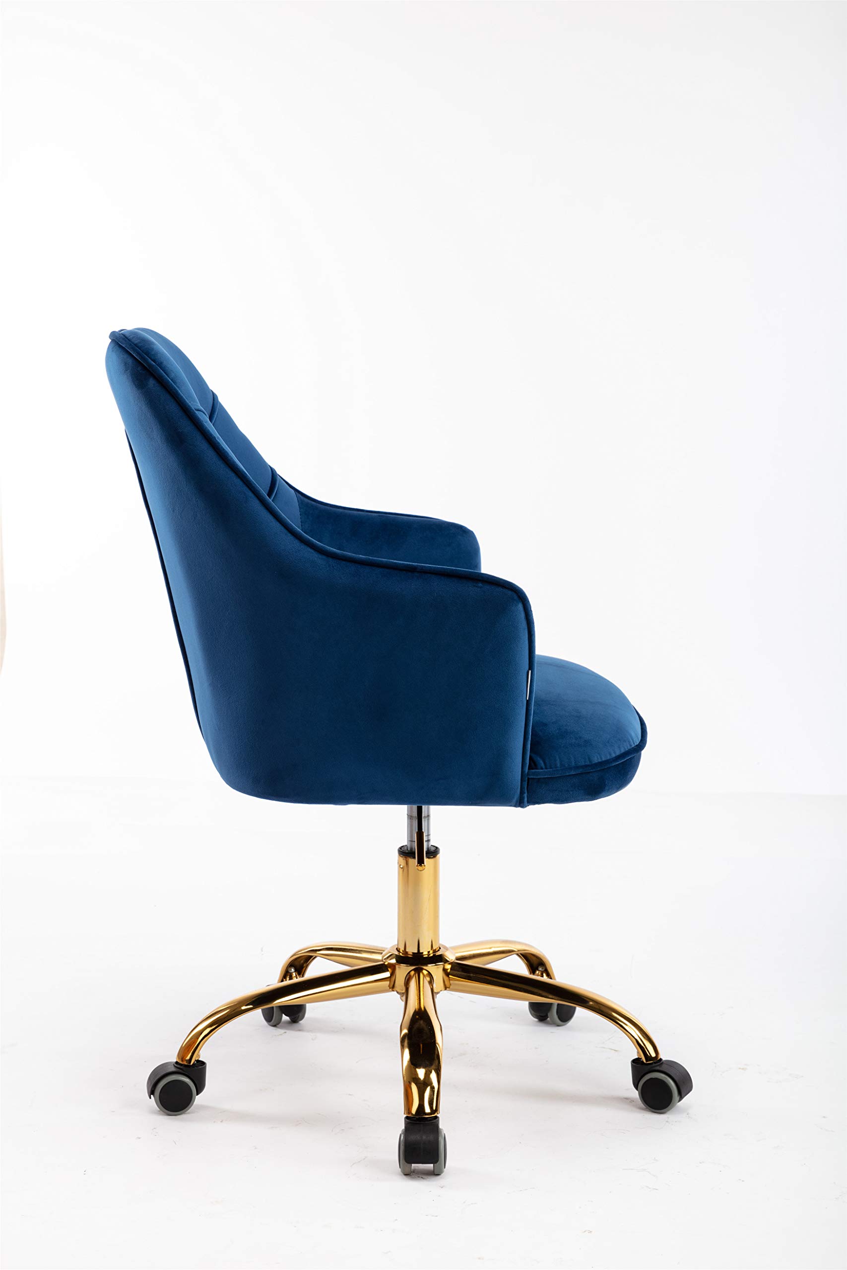 Luxury HomVent Velvet Office Chair with Tufted Back - Adjustable Swivel Desk Chair with Golden Metal Base for Home Office, Bedroom & Living Room | Perfect for Work, Study & Relaxation