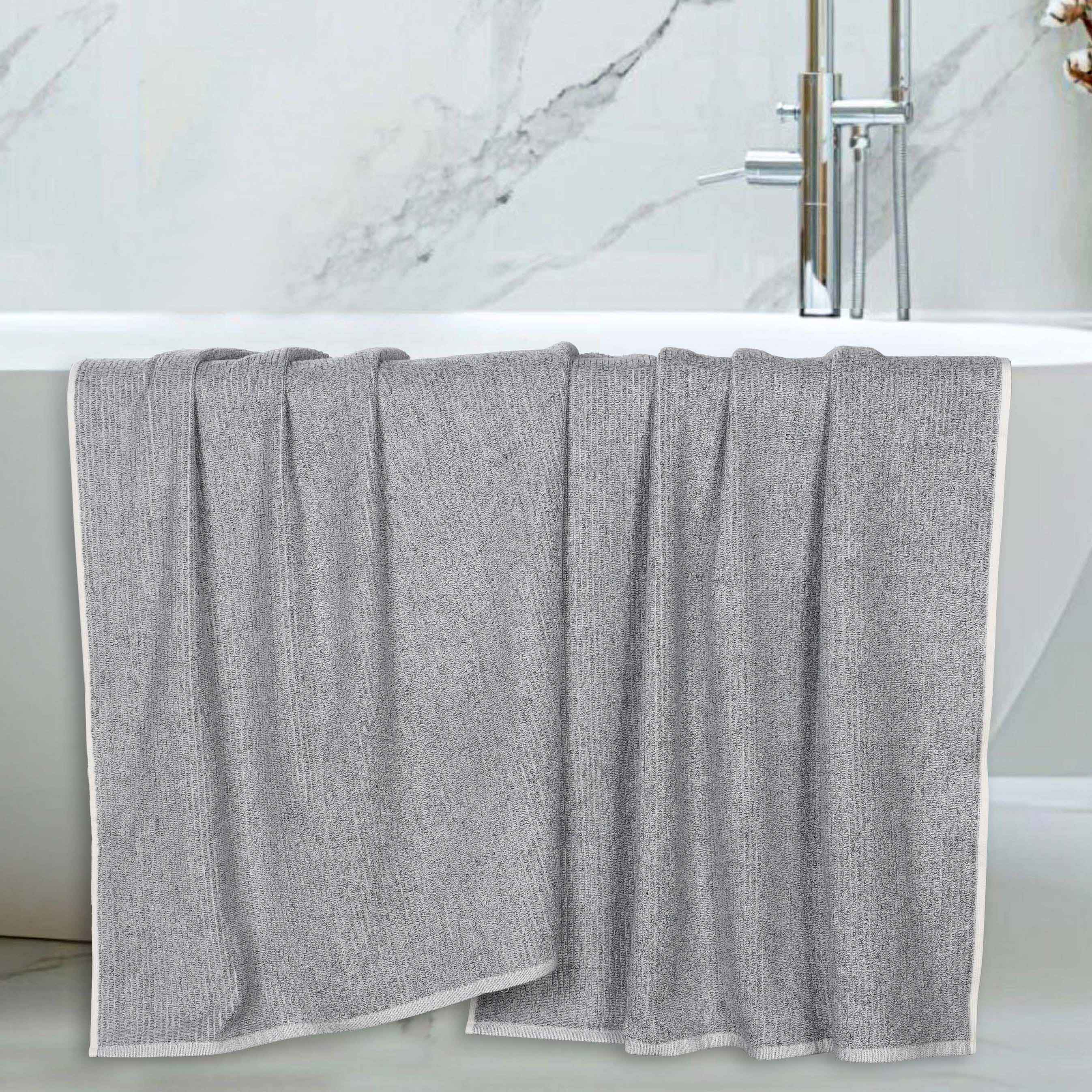 Premium Destin Cotton Blend Bath Towels Set of 2 - Ultra Soft & Absorbent Ribbed Design Bath Sheets for Spa, Gym & Luxury Home Use