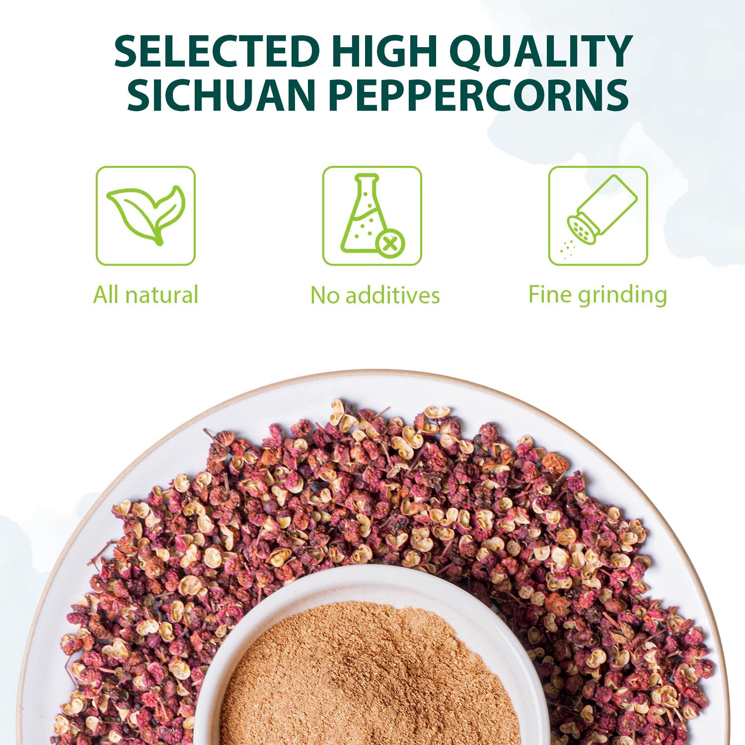 Soeos Premium Sichuan Peppercorn Powder 1oz (28.3g) - Non-GMO Verified Szechuan Peppercorn Spice - Ground Green Sichuan Peppercorns for Authentic Chinese Cooking - Perfect for Mapo Tofu, Hot Pot, Stir-Fry & Asian Dishes