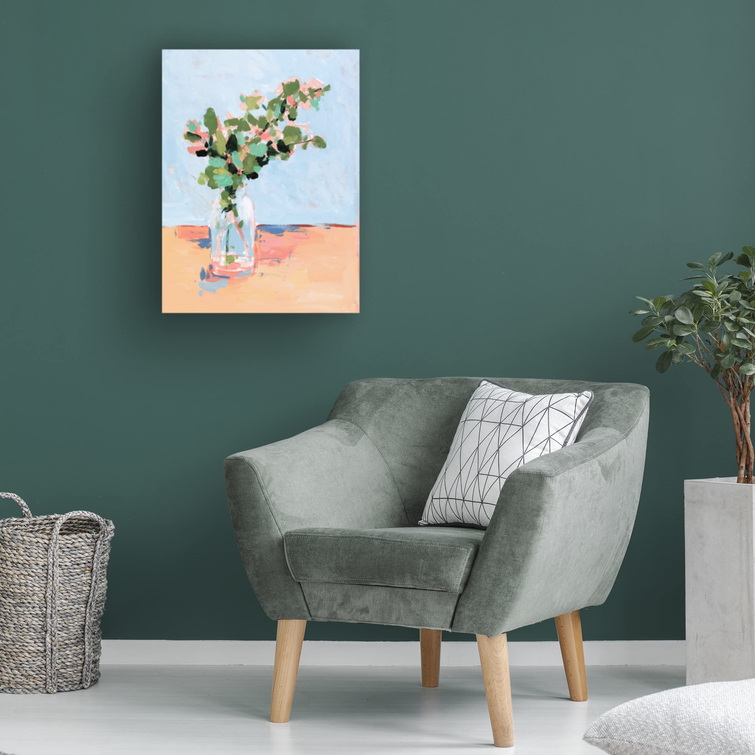 Trademark Fine Art 'Baby Blue Eucalyptus II' Canvas Wall Art by Melissa Wang - Modern Botanical Painting for Living Room, Bedroom & Office Decor