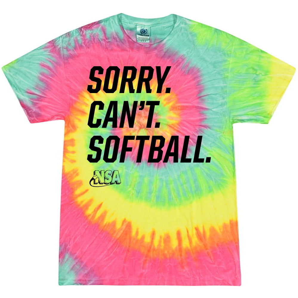 NSA Sorry Can't Softball Short Sleeve T-Shirt - Funny Sarcastic Graphic Tee for Baseball & Softball Players - Perfect for Games, Practice & Casual Wear