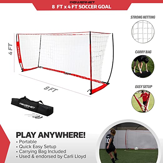 PowerNet Soccer Goal 8x4 - Portable & Durable Soccer Net for Training & Backyard Games - Perfect for Youth, Adults & Professional Practice