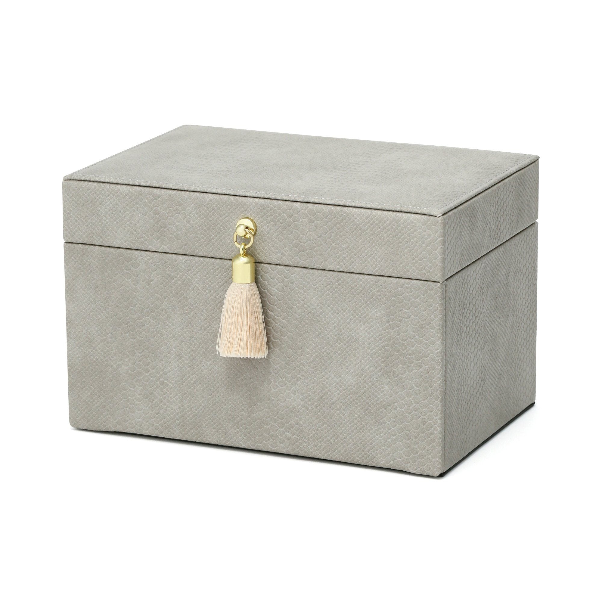 Flavia Small Gray Jewelry Box - Elegant Storage for Rings, Necklaces & Earrings | Perfect for Travel & Home Organization