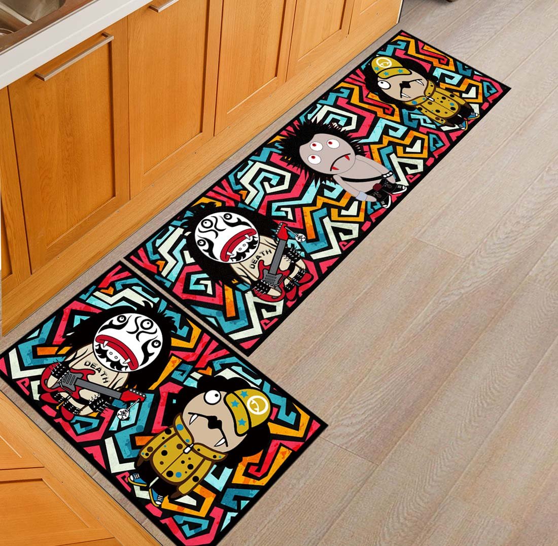 Non-Slip Kitchen Mats and Rugs - Cool Little Devil Cartoon Design, Low Profile Absorbent Floor Runner for Home, Bathroom, Bedroom - Perfect for Indoor Use, Spill Protection & Comfort Underfoot