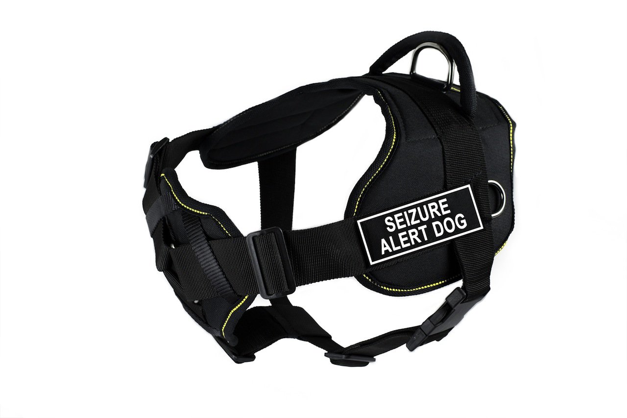 Dean & Tyler D&T FUN-CH SZALD YT-S Padded Chest Dog Harness for Small Dogs (56cm-69cm Girth) - Black & Yellow for Seizure Alert & Service Dogs - Perfect for Training, Walks & Outdoor Adventures