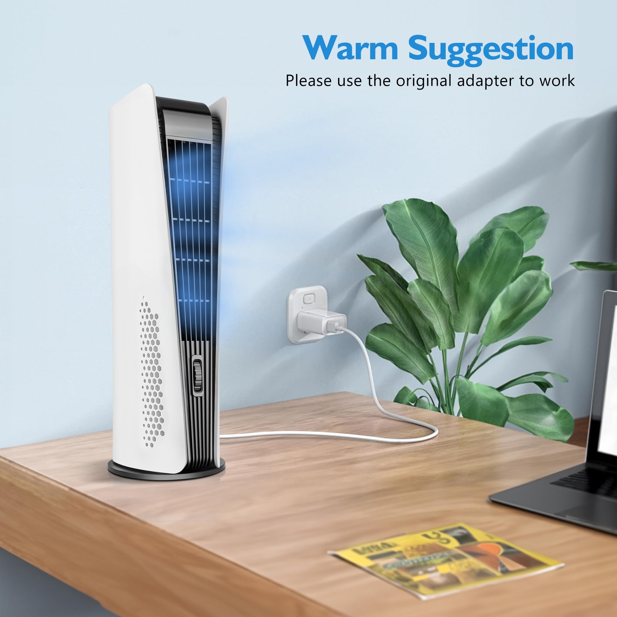 Quiet 90° Oscillating Bladeless Tower Fan with 3 Speeds, Timer & LED Display - Rechargeable Portable Floor Fan for Bedroom, Home Office | Cooling Breeze for Night Sleep & Workspace Comfort