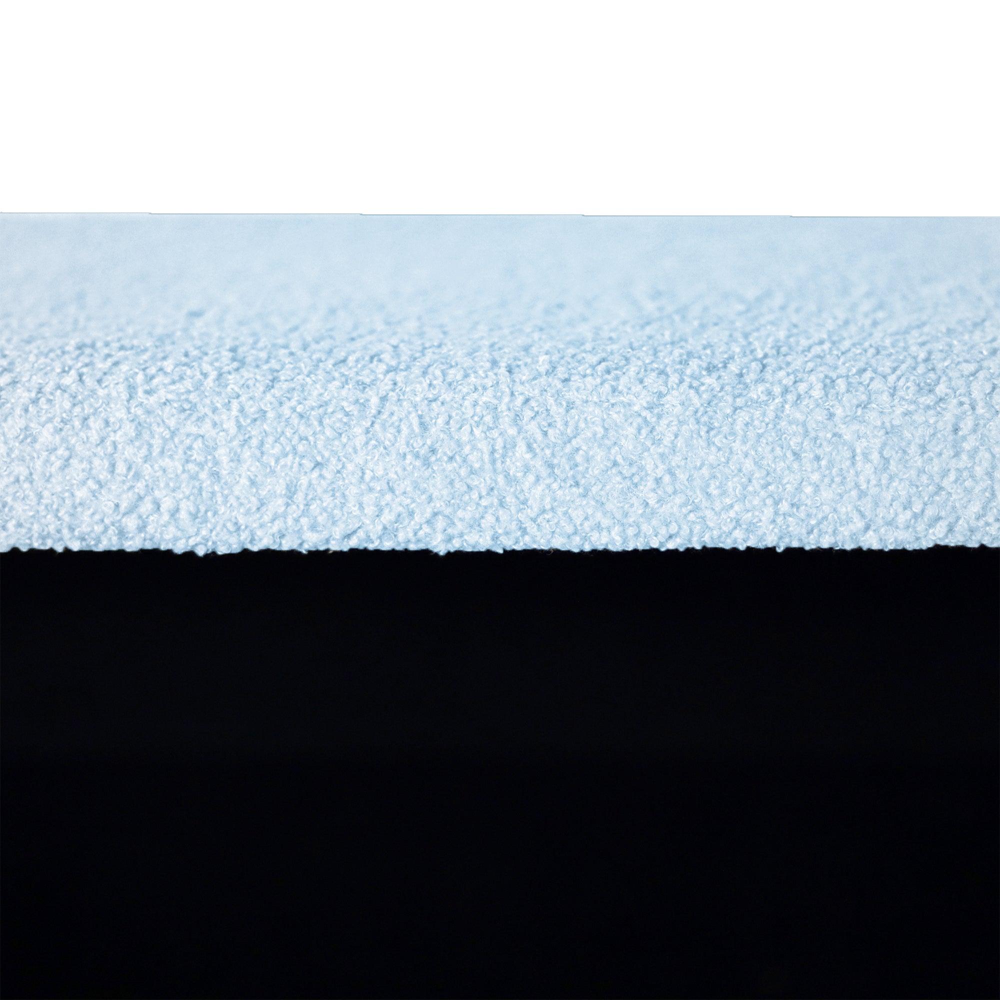 Modern Blue Storage Ottoman Bench with Gold Legs & Grey Faux Fur Upholstery - Padded Seat with Hidden Storage for Bedroom, Living Room & Entryway | Perfect for Extra Seating, Footrest & Home Organization