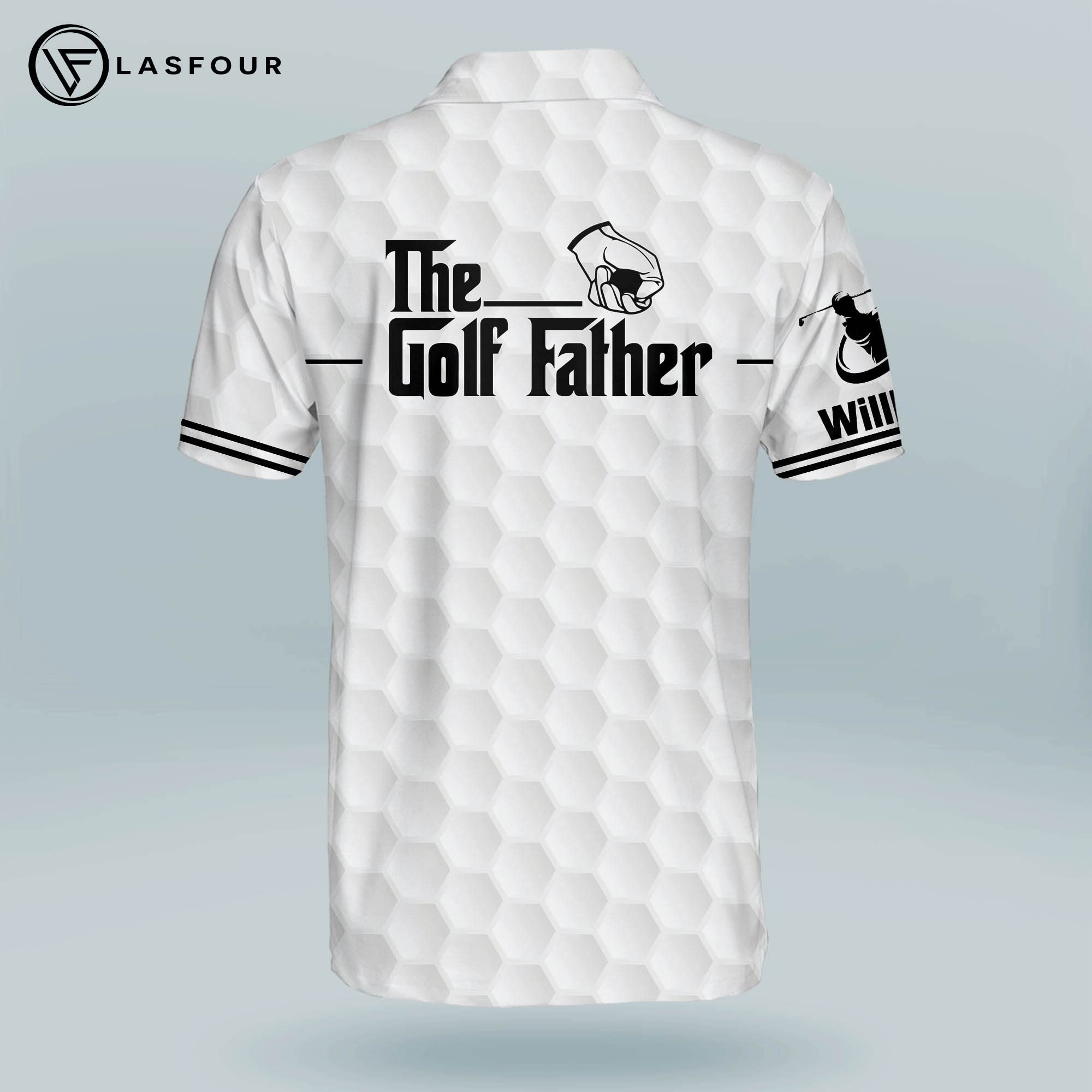 LASFOUR Personalized Men's Golf Shirts - Funny Golf Gifts for Dad, Father's Day & Golfers - Lightweight Performance Polo Shirts for Golf Course & Casual Wear