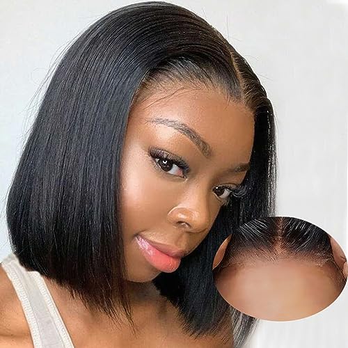 4x4 Natural Black glueless wig