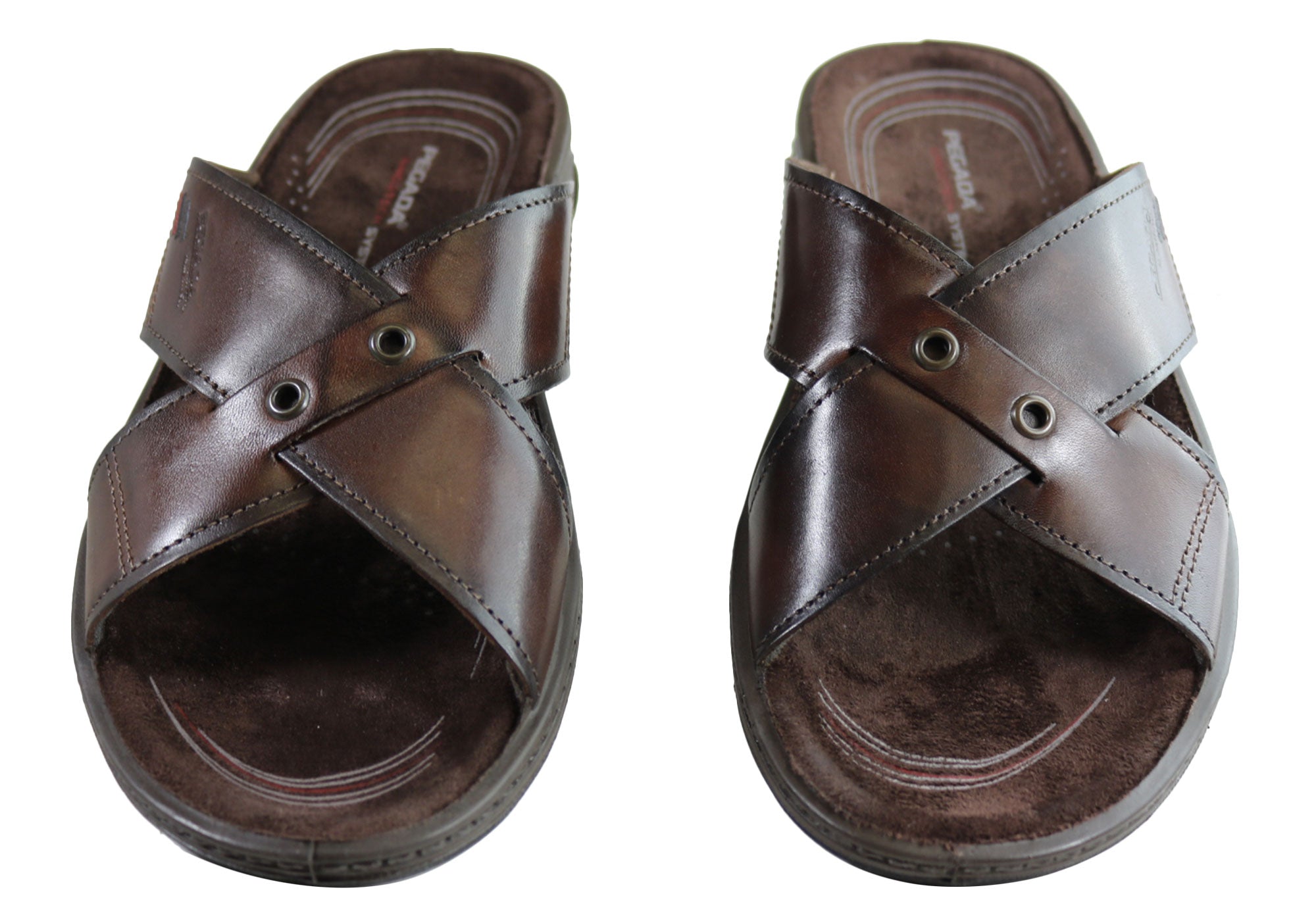 Jefferson Men's Leather Slide Sandals - Comfortable Brazilian-Made Casual Sandals for Beach, Pool & Summer Wear